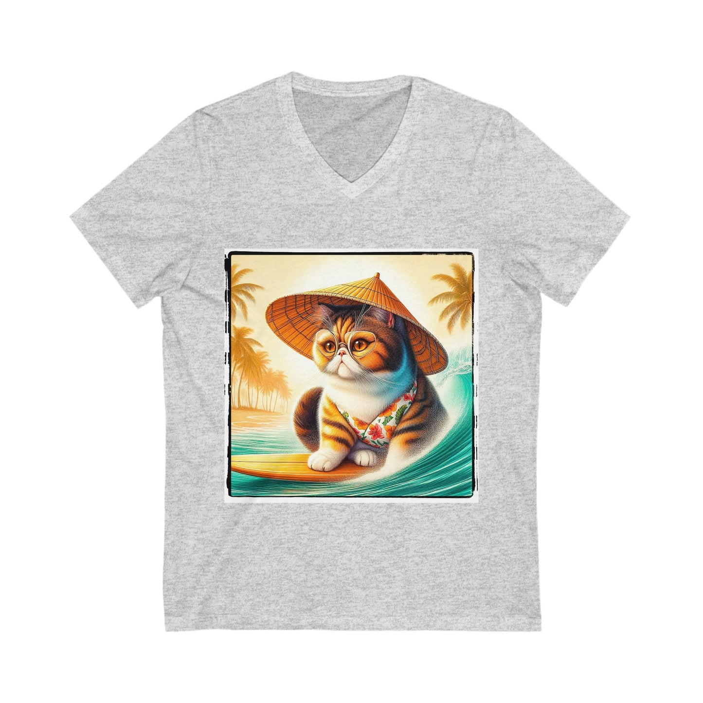 Exotic Shorthair Cat Unisex Jersey Short Sleeve V-Neck Tee