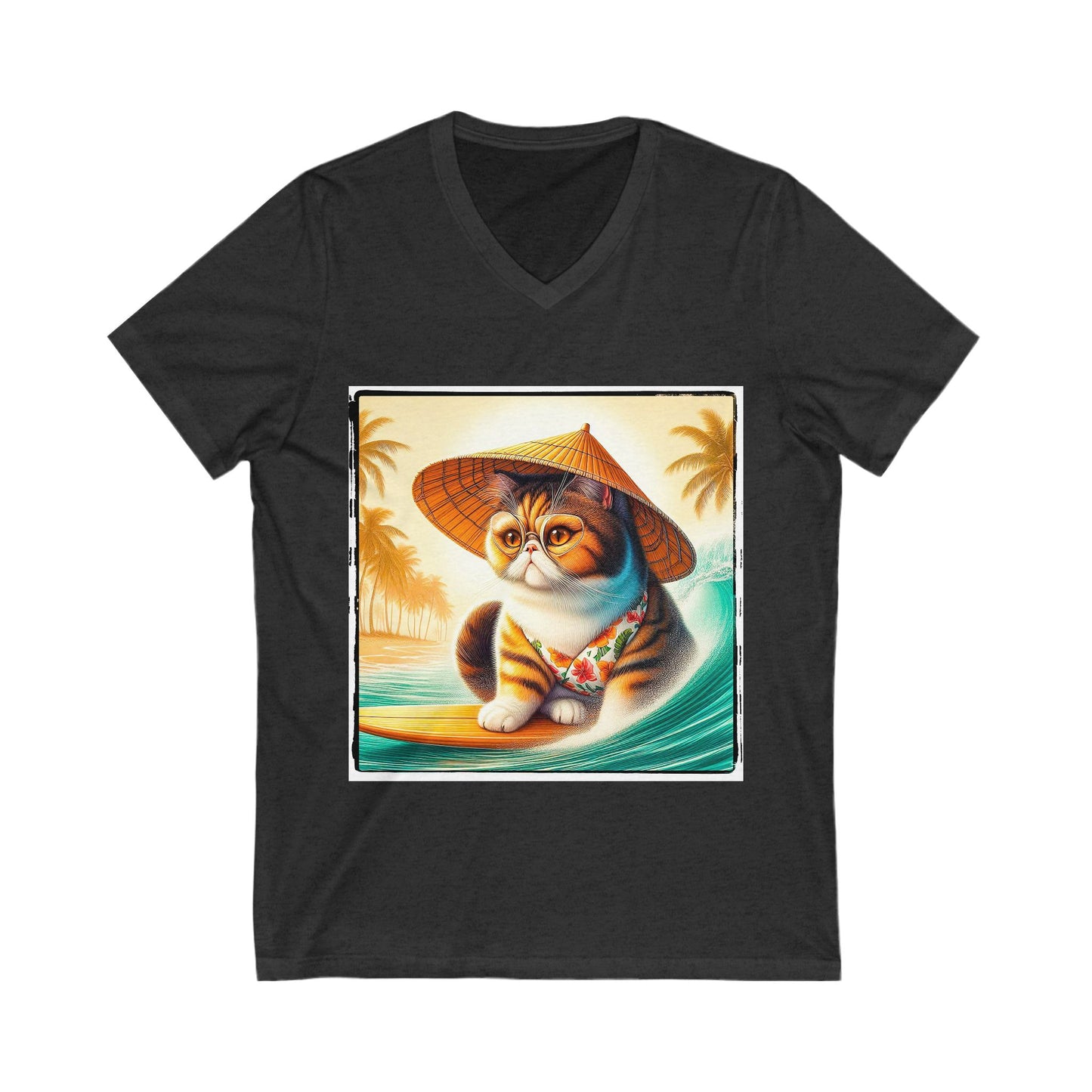 Exotic Shorthair Cat Unisex Jersey Short Sleeve V-Neck Tee