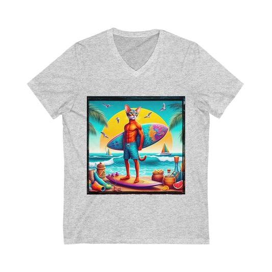 Abyssinian surfing Jersey Short Sleeve V-Neck Tee by Printify