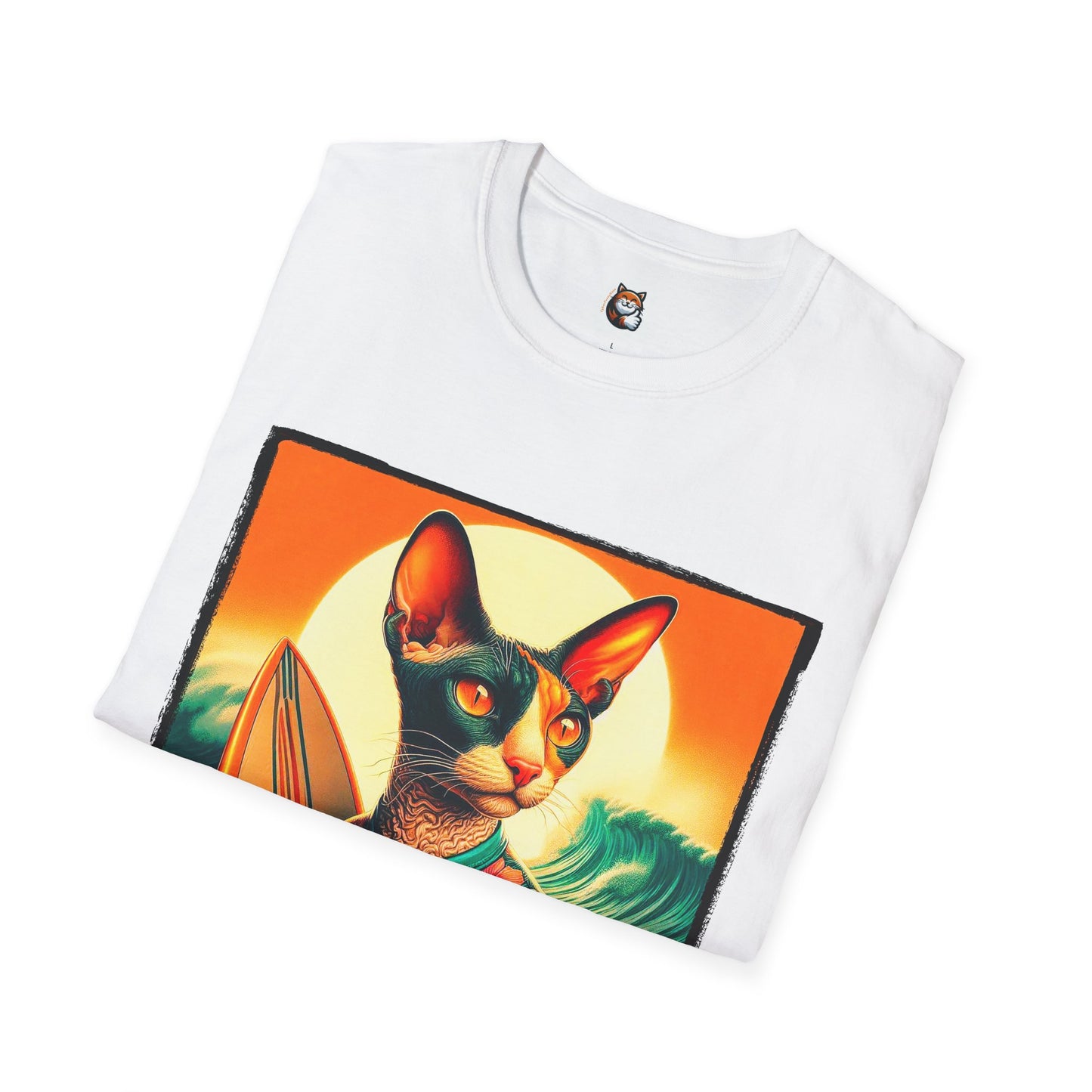 Cornish Rex Cat crashing waves T-Shirt