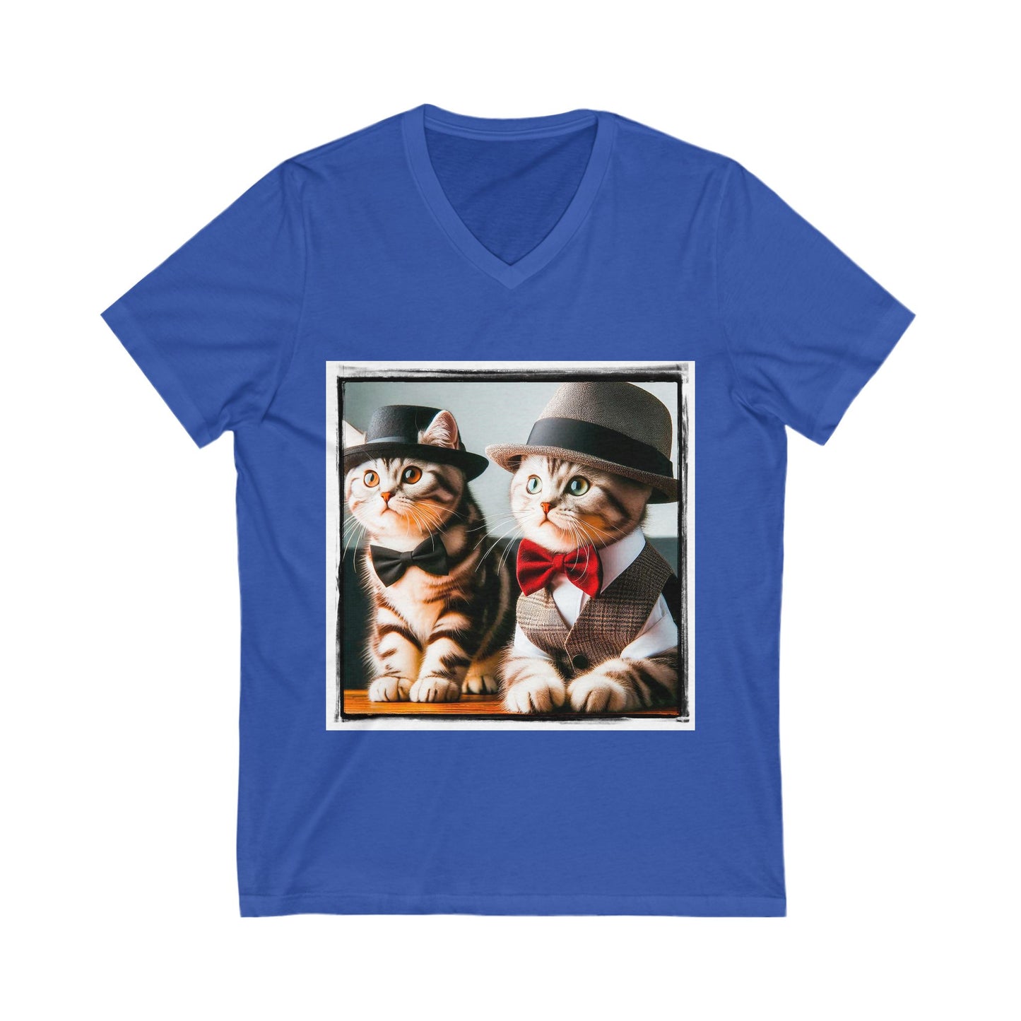 American Shorthair cuties and bow ties Jersey Short Sleeve V-Neck Tee