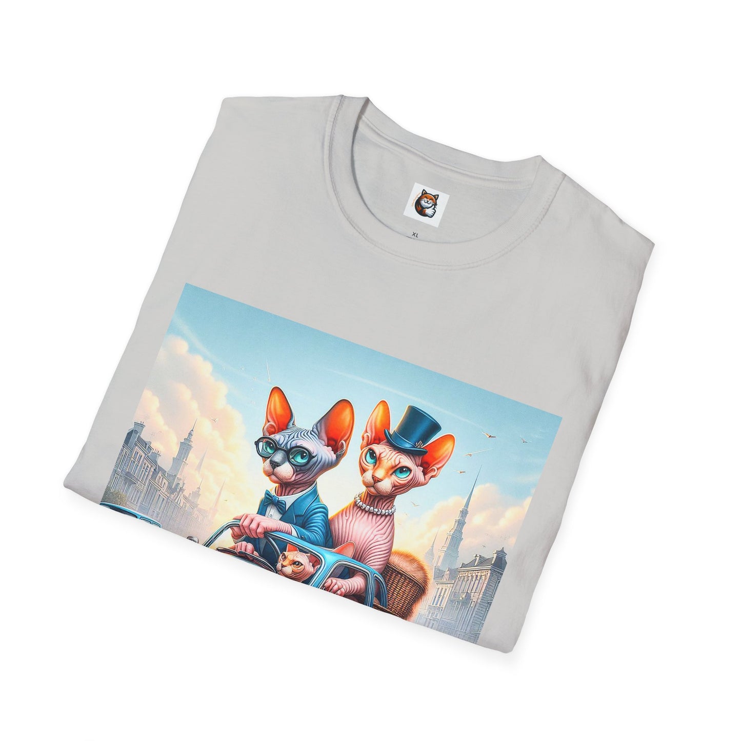 Wacky Sphynx Cat blue car