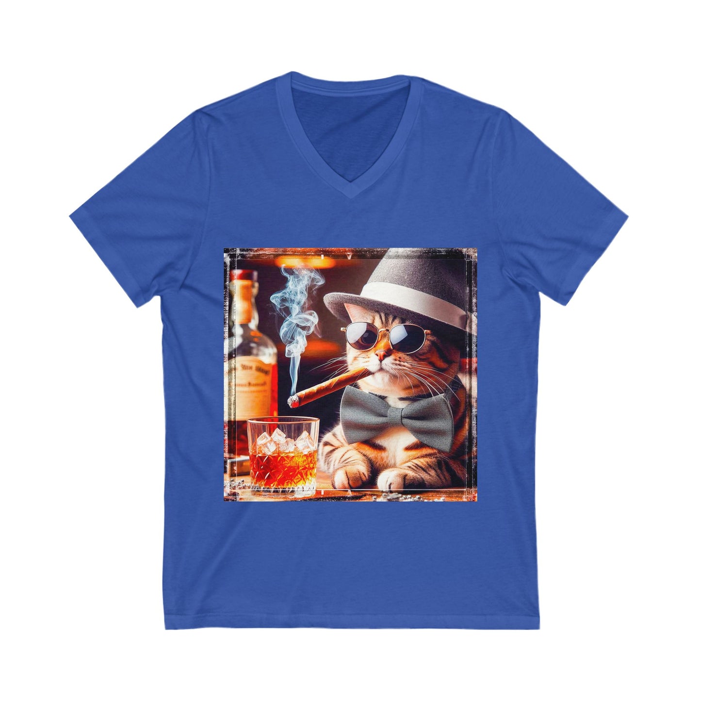 American Shorthair cigars Jersey Short Sleeve V-Neck Tee