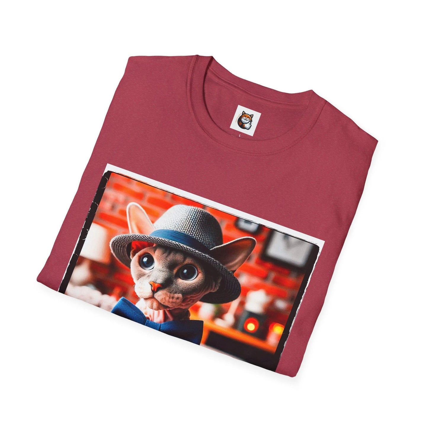 Devon Rex Cat hat and tie Softstyle T-Shirt by Printify