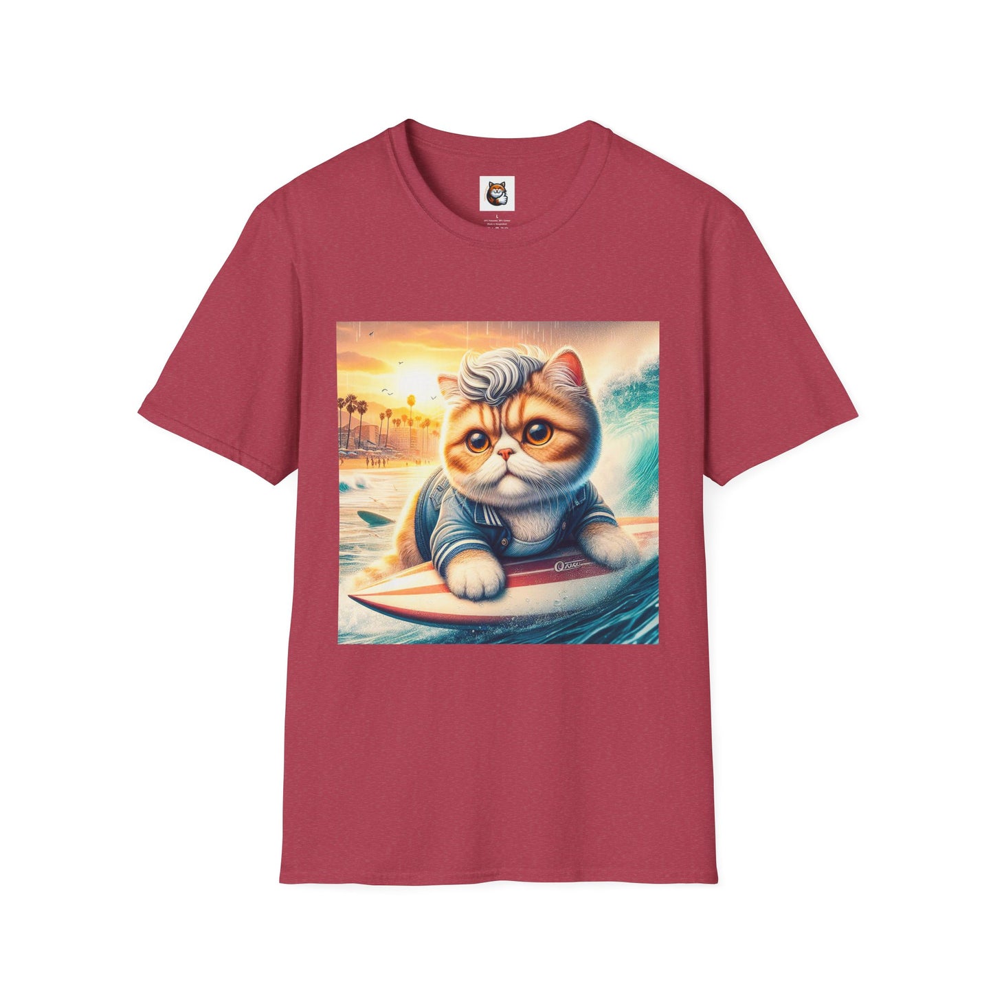 Selkirk Rex Cat T-Shirt -handsome surfer