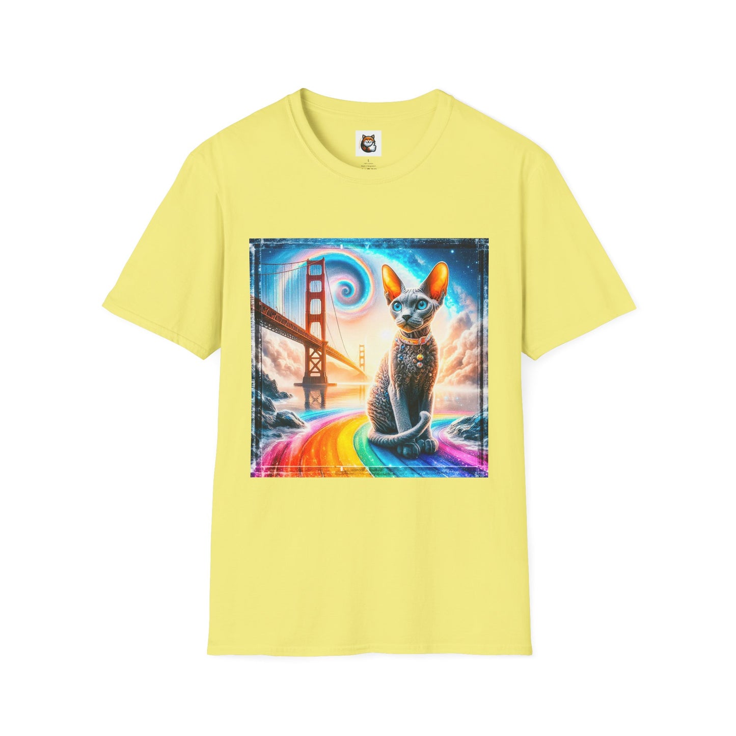 Devon Rex Unisex rainbow bridge Softstyle T-Shirt