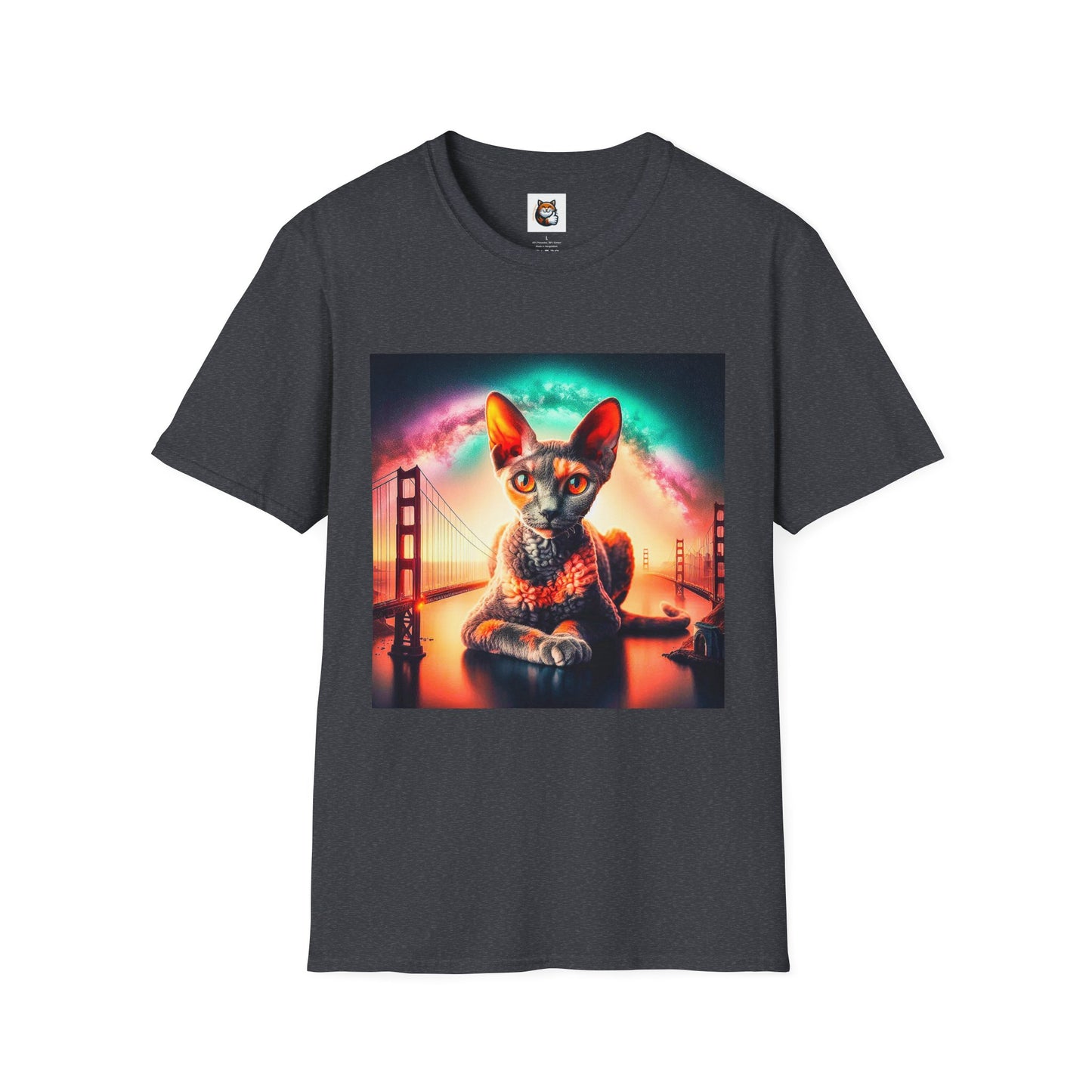 Devon Rex rainbow  Unisex Softstyle T-Shirt