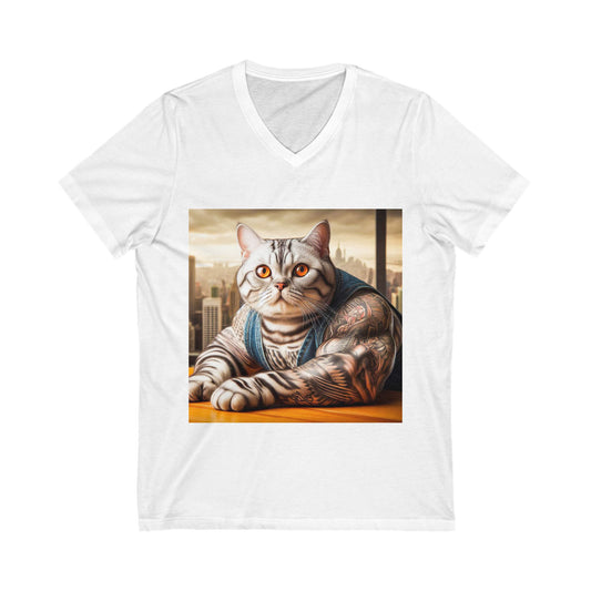 American Shorthair  muscles Jersey Short Sleeve V-Neck Tee