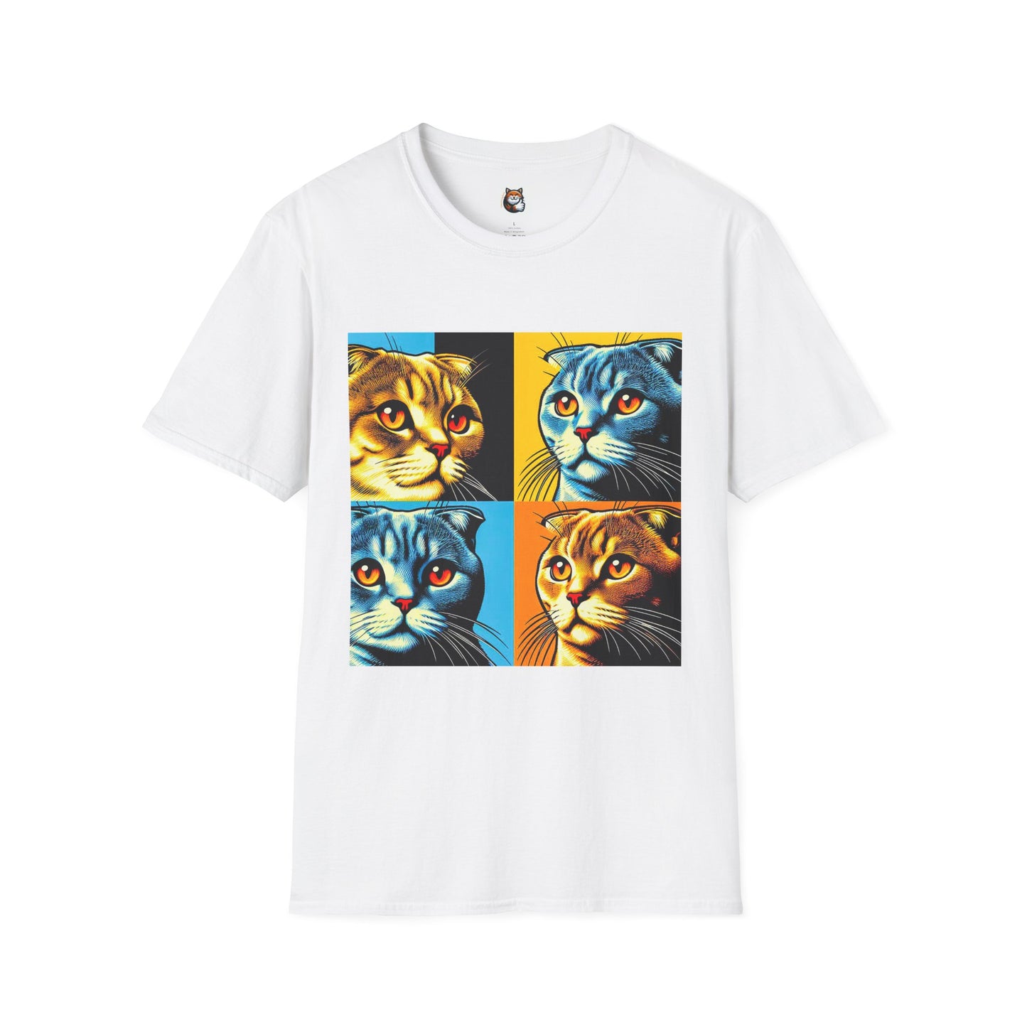 Scottish Fold Cat colorful squares  T-Shirt