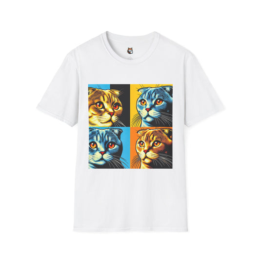 Scottish Fold Cat colorful squares  T-Shirt