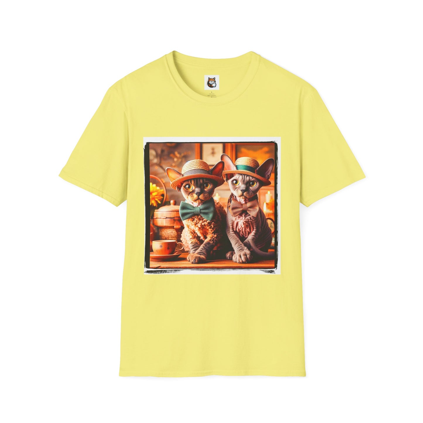 Devon Rex bow and tie Unisex Softstyle T-Shirt