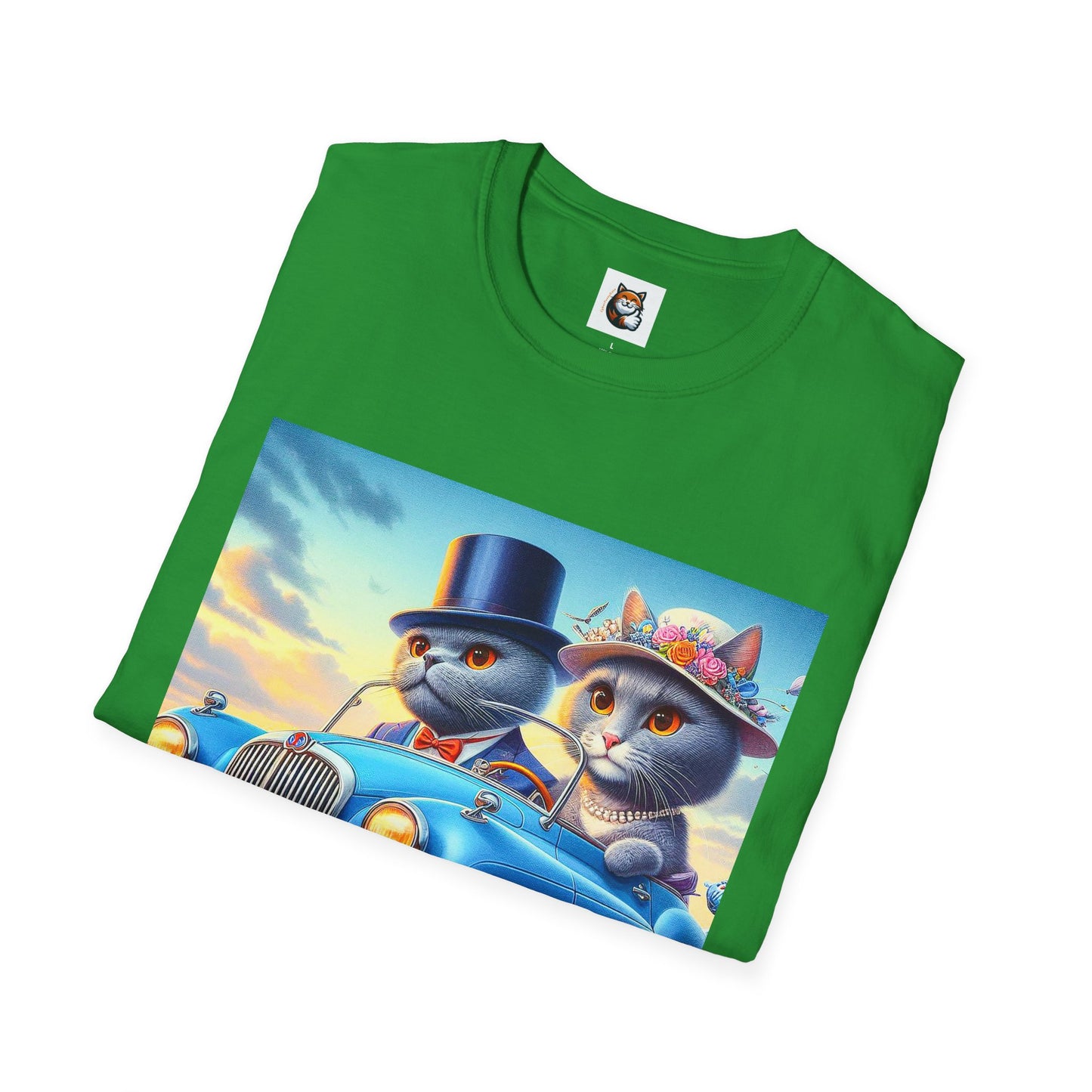 Russian Blue Cat driving couple  T-Shirt