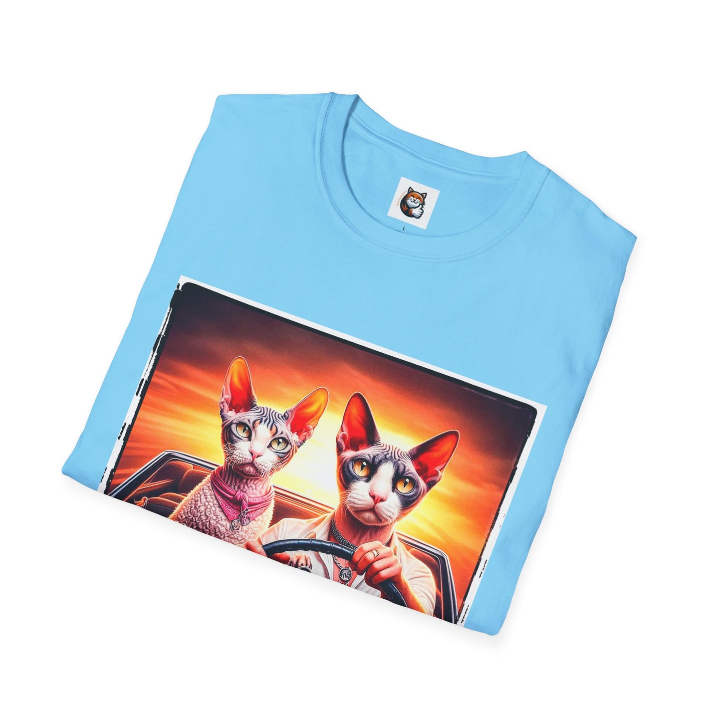 Wacky  Devon Rex Cats driving  Unisex Softstyle T-Shirt
