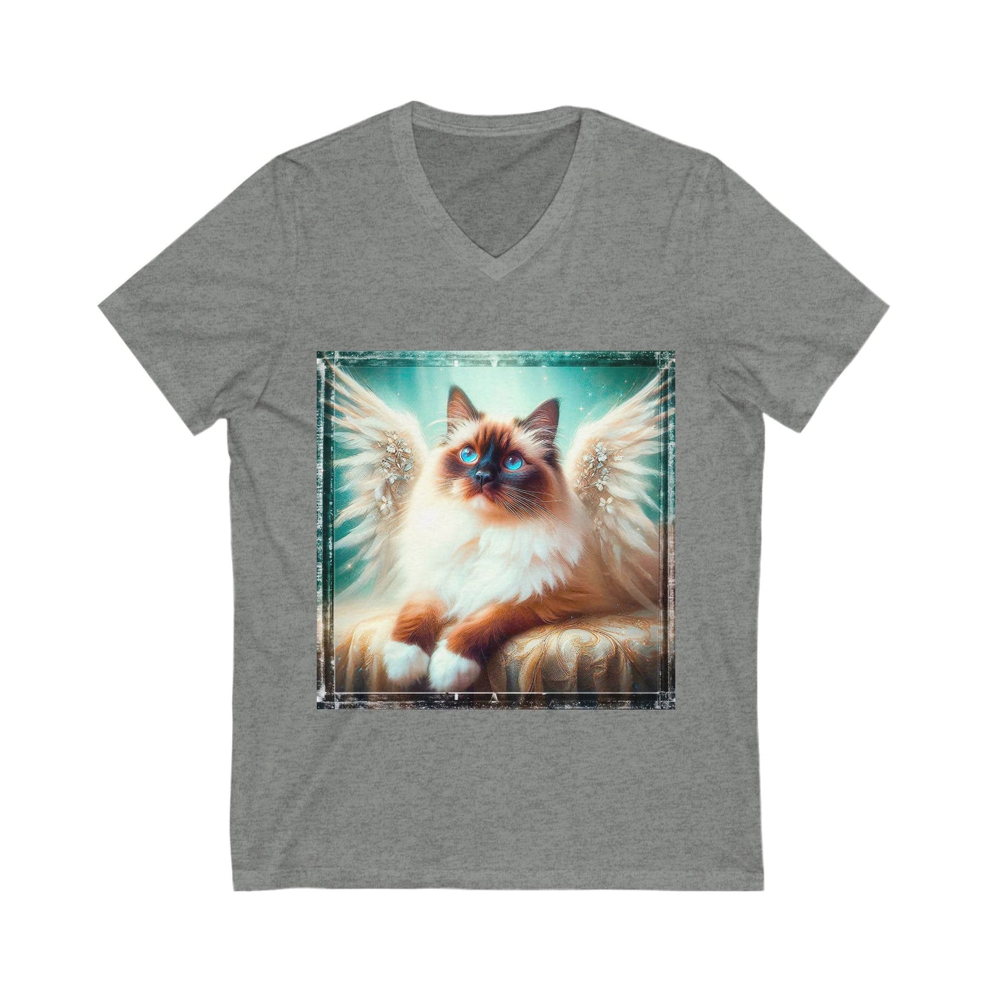 Birman angel Jersey Short Sleeve V-Neck Tee