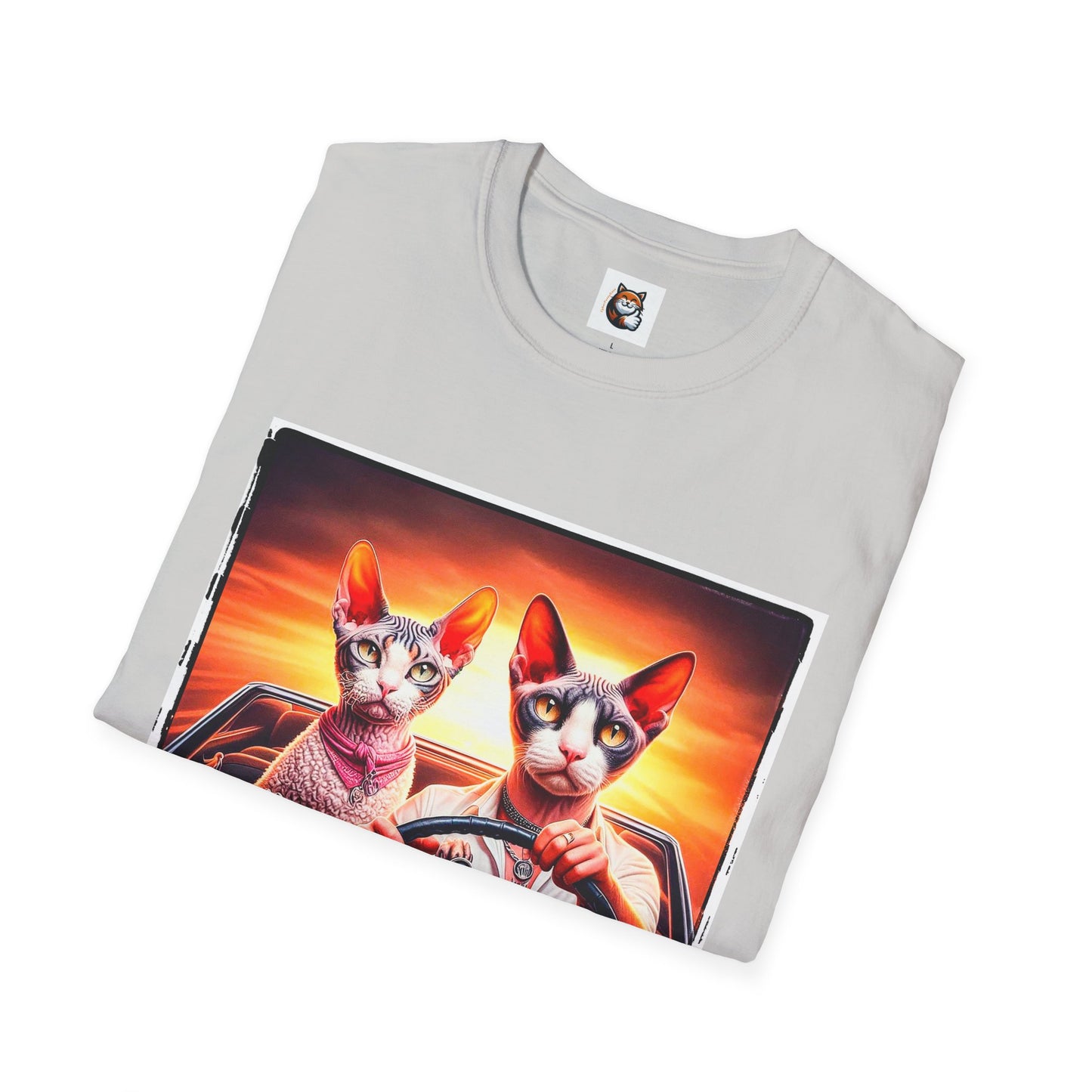 Wacky  Devon Rex Cats driving  Unisex Softstyle T-Shirt