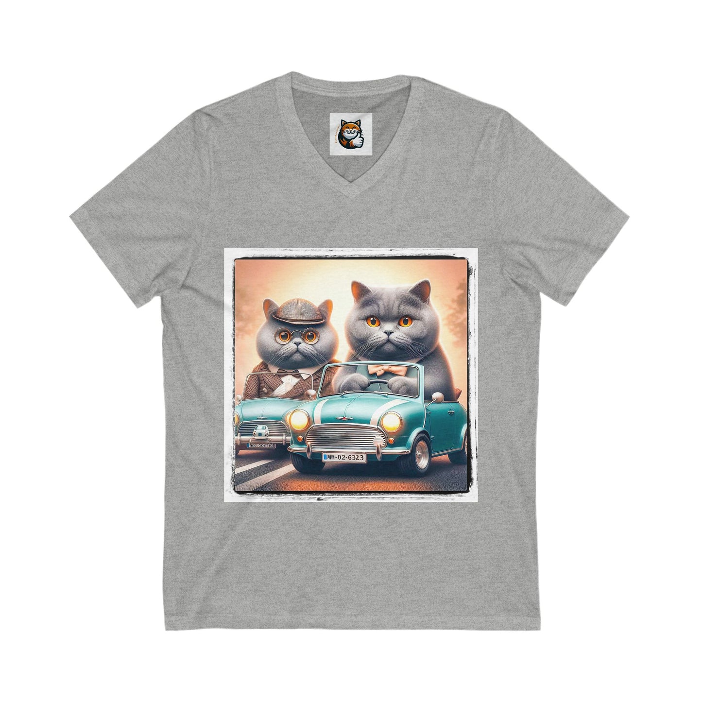 Wacky British Shorthair tiny car Jersey Short Sleeve V-Neck Tee