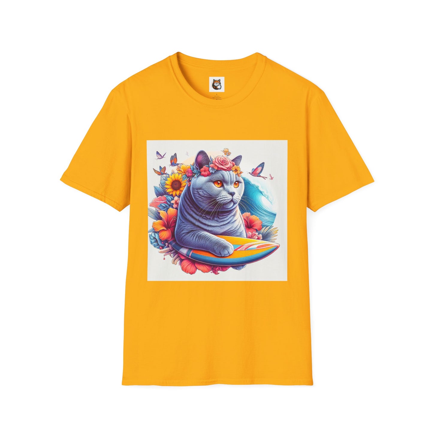 British Shorthair surf board Softstyle T-Shirt