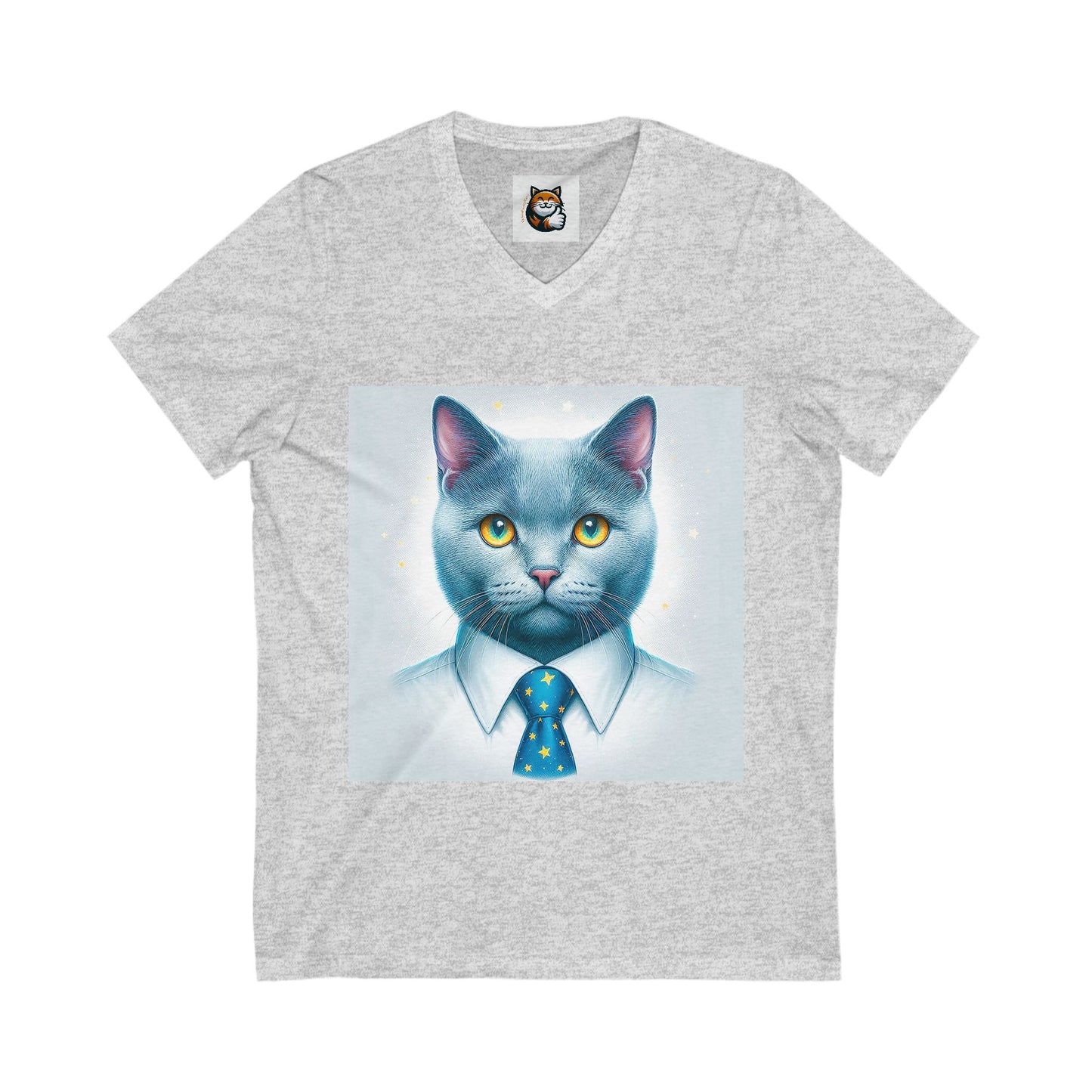 Russian Blue Cat Unisex Jersey Short Sleeve V-Neck Tee