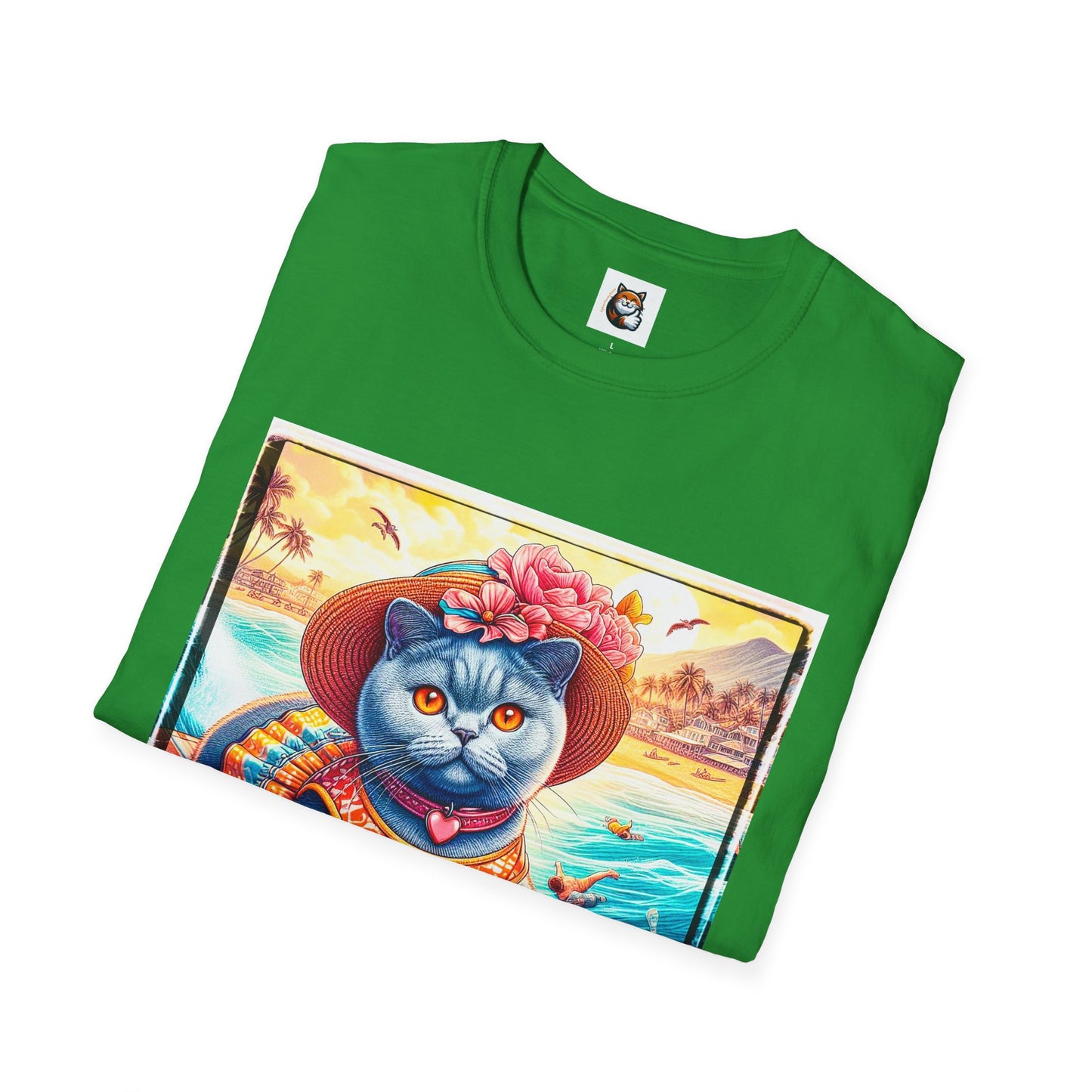 British Shorthair pretty surfer girl Softstyle T-Shirt