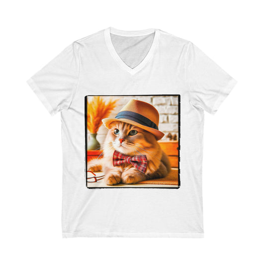 Domestic Cat bow tie cutie V-Neck Tee