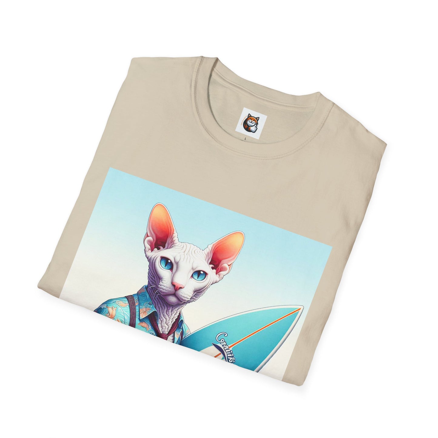 Cornish Rex Cat beach surfer T-Shirt