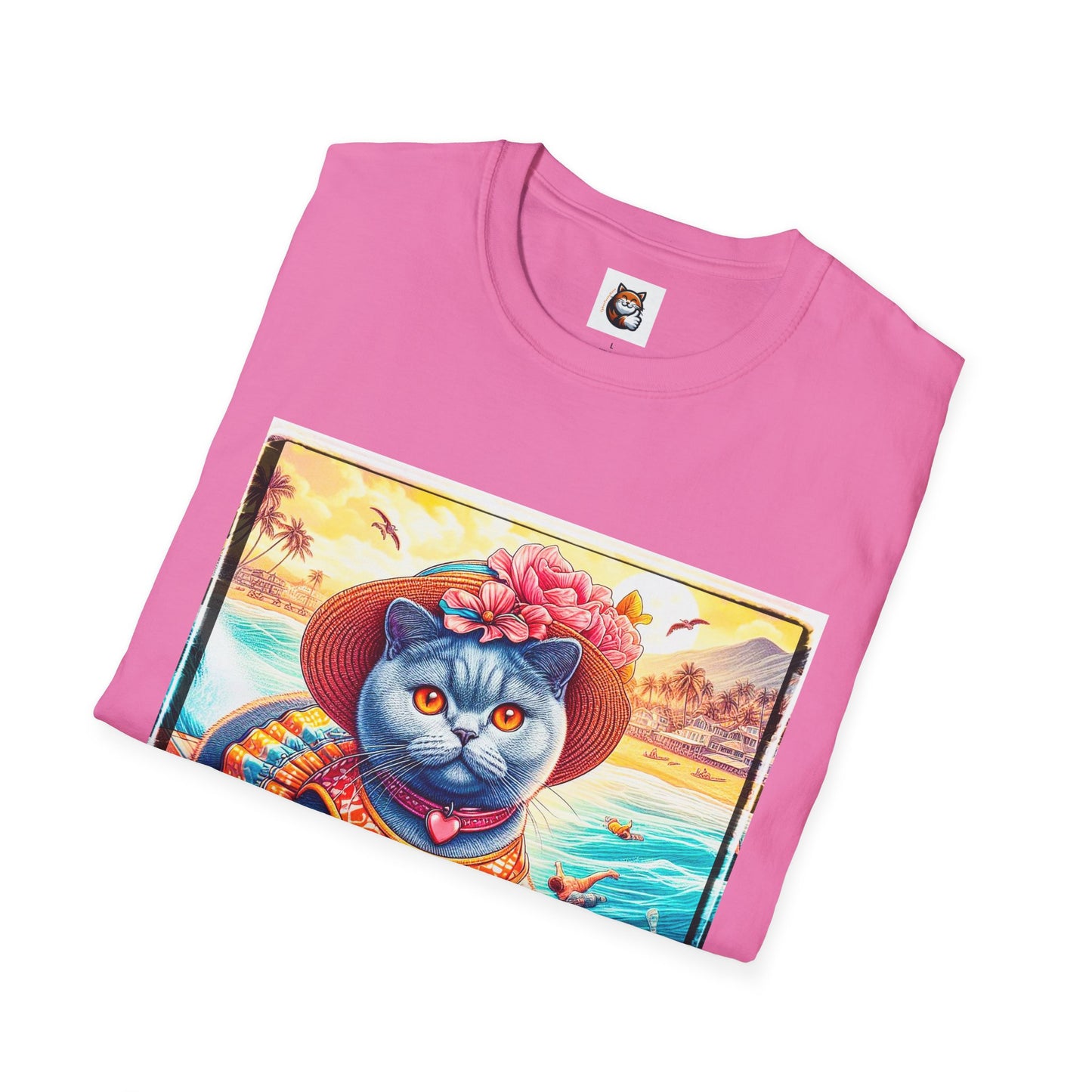 British Shorthair pretty surfer girl Softstyle T-Shirt