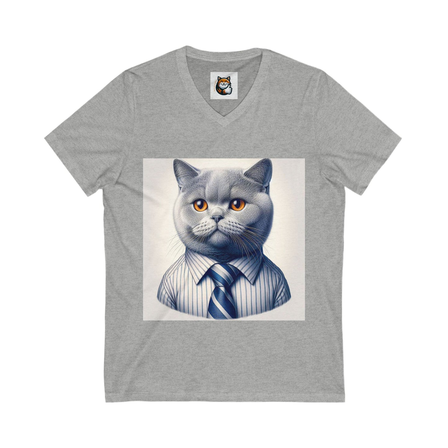 British Shorthair business professional  Unisex Jersey Short Sleeve V-Neck Tee