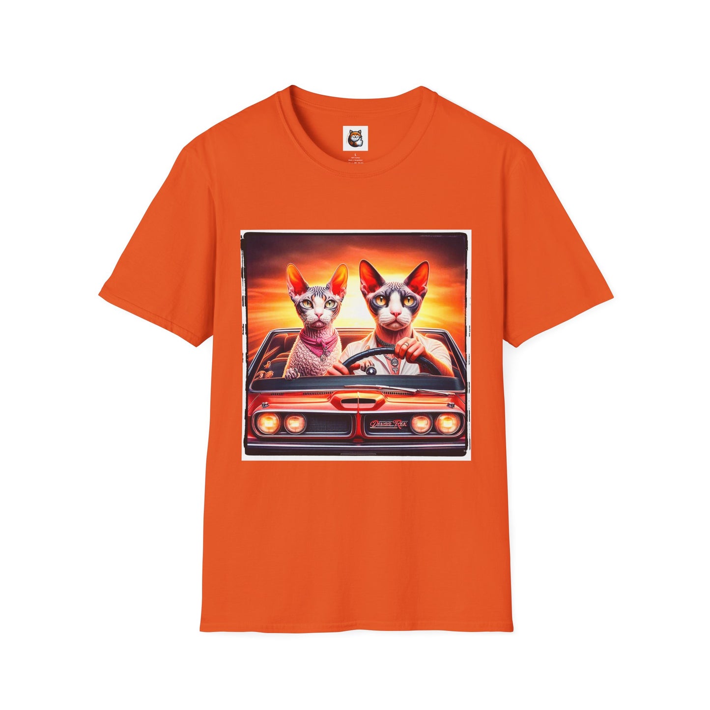 Wacky  Devon Rex Cats driving  Unisex Softstyle T-Shirt