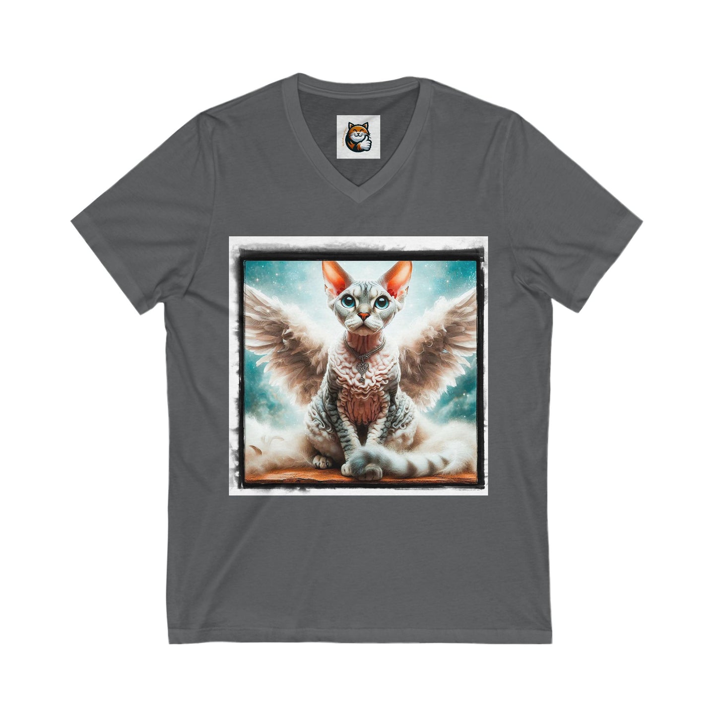 Devon Rex Cat Unisex Jersey Short Sleeve V-Neck Tee