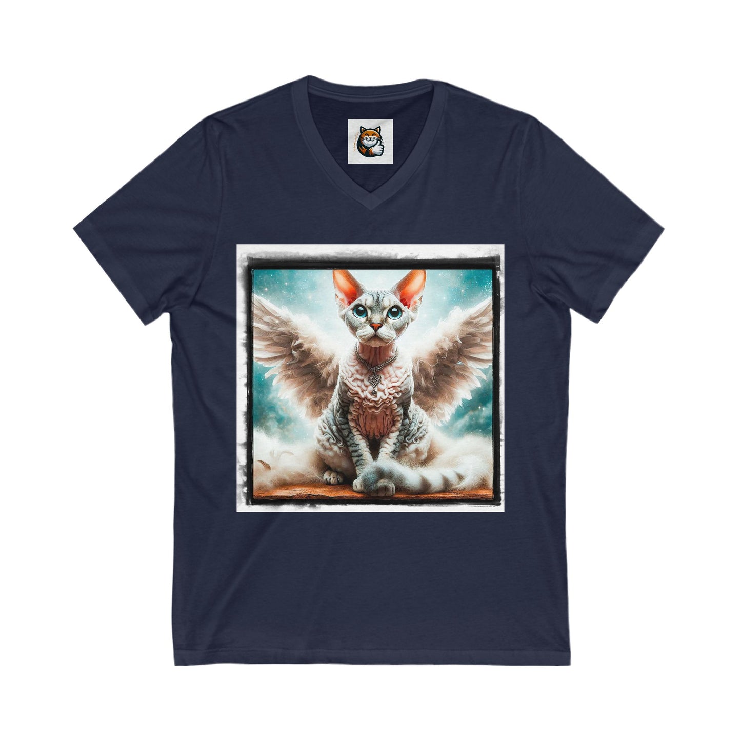 Devon Rex Cat Unisex Jersey Short Sleeve V-Neck Tee