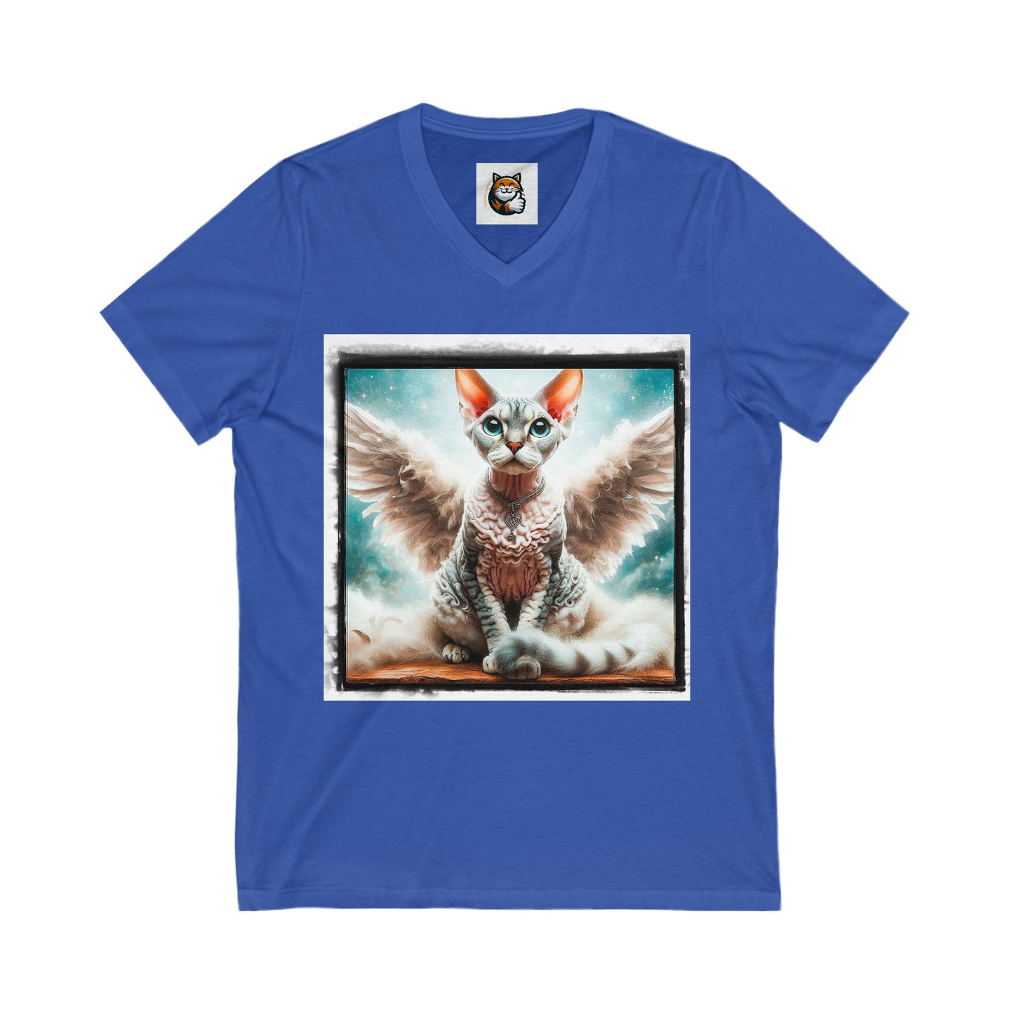 Devon Rex Cat Unisex Jersey Short Sleeve V-Neck Tee