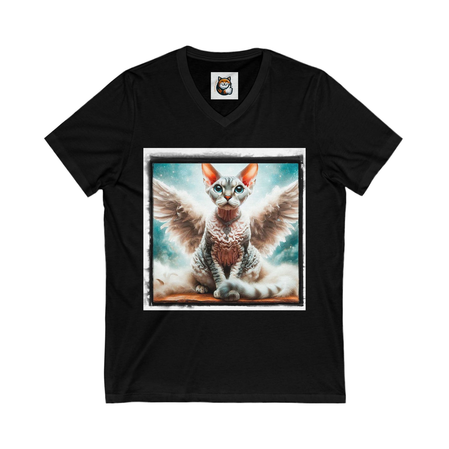 Devon Rex Cat Unisex Jersey Short Sleeve V-Neck Tee