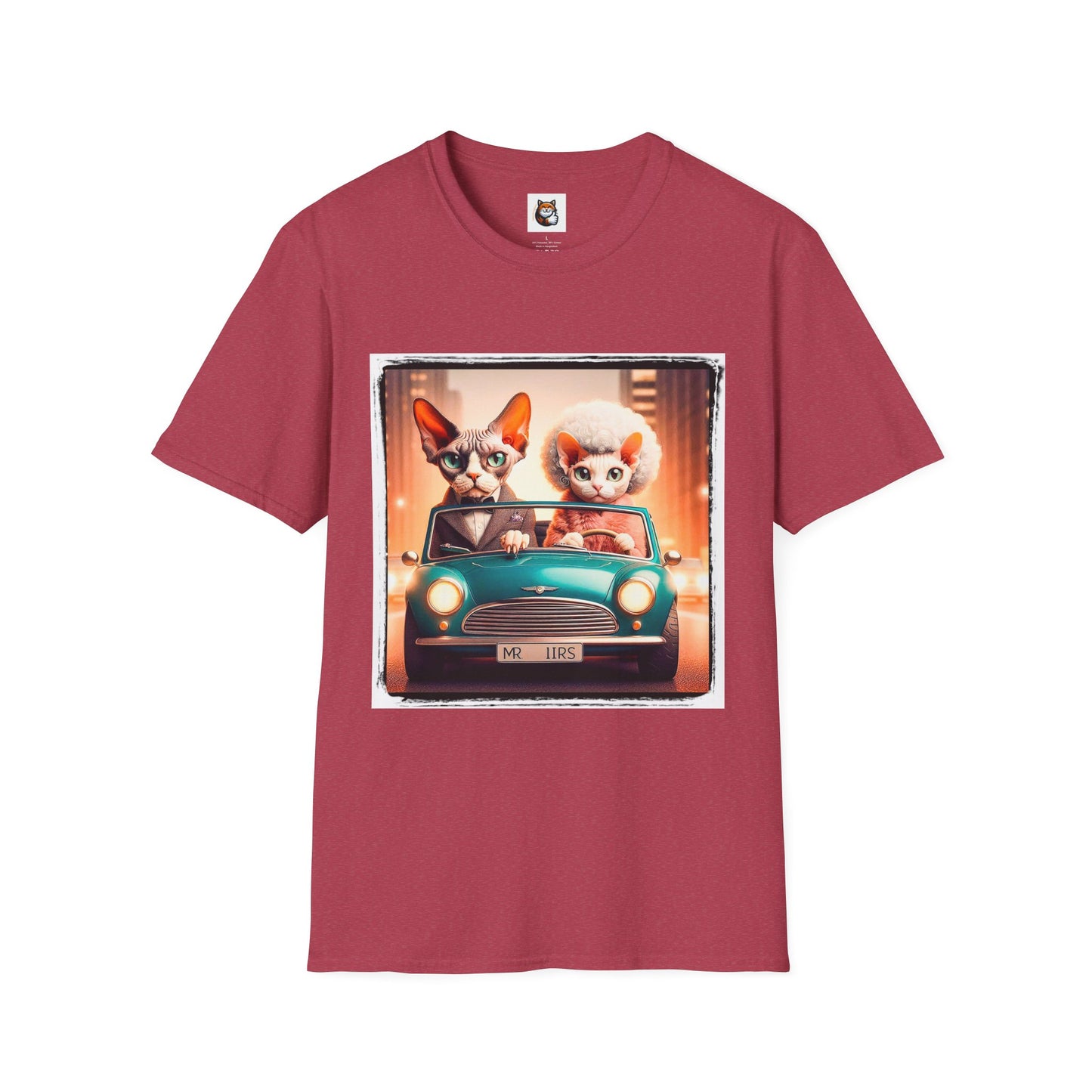 Wacky  Devon Rex car fun Unisex Softstyle T-Shirt
