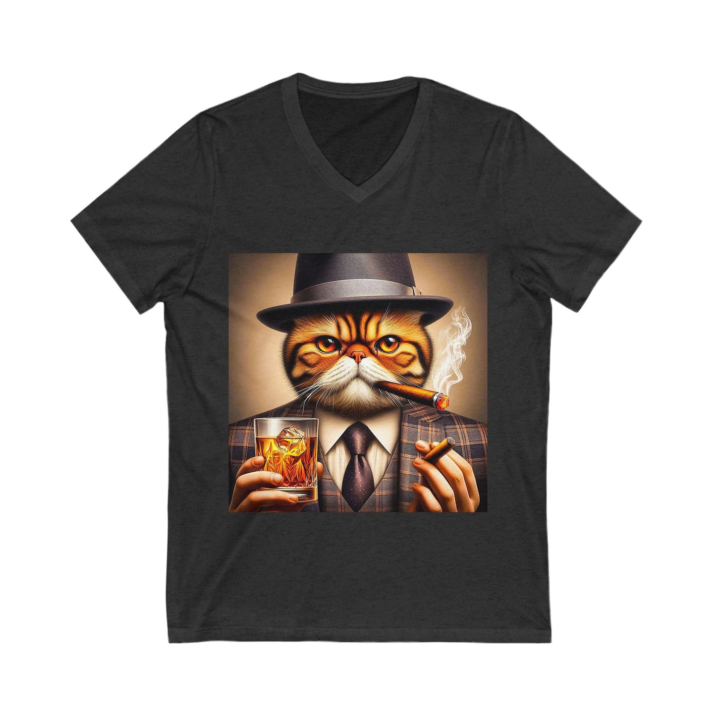 Exotic Shorthair Cat Unisex Jersey Short Sleeve V-Neck Tee