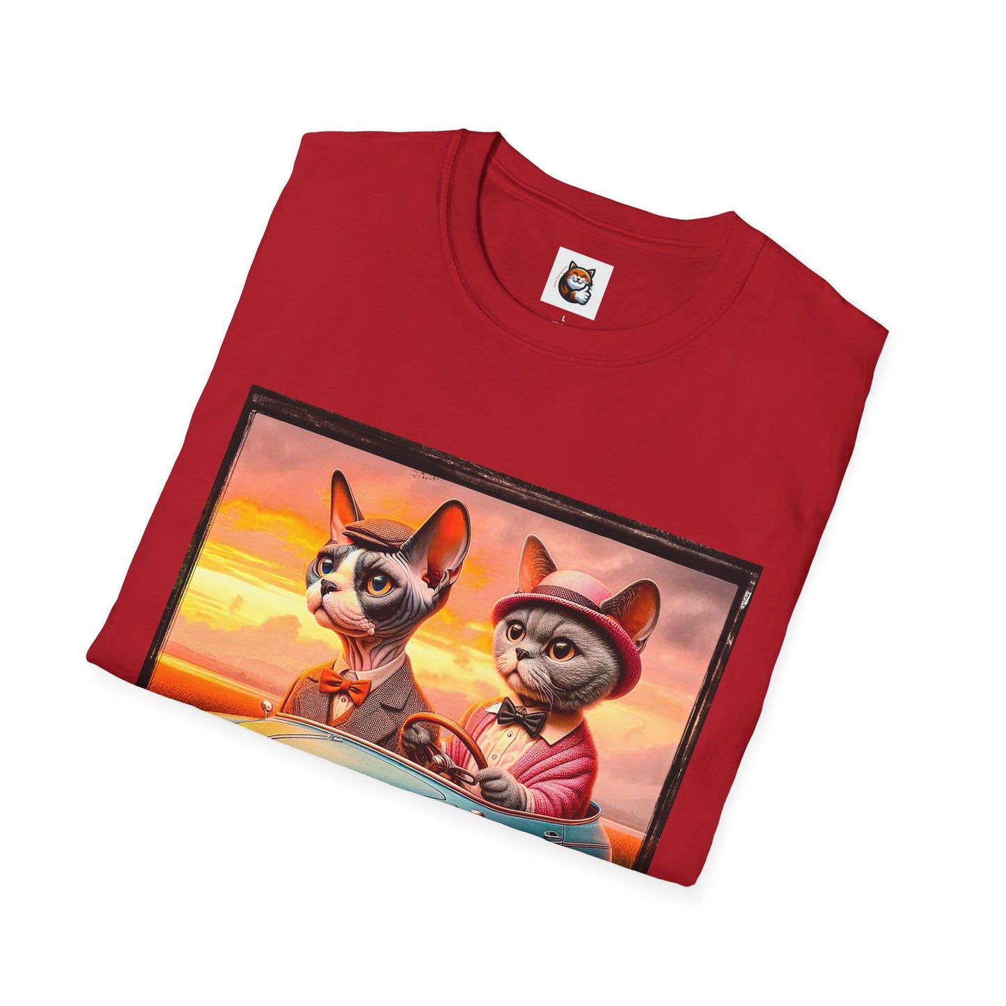 Wacky Devon Rex driving Unisex Softstyle T-Shirt