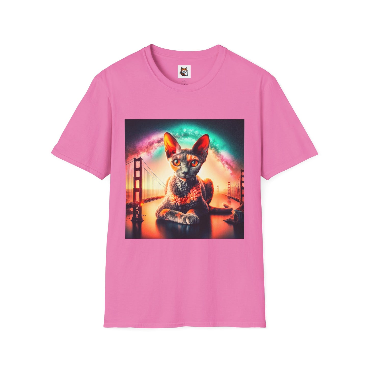 Devon Rex rainbow  Unisex Softstyle T-Shirt