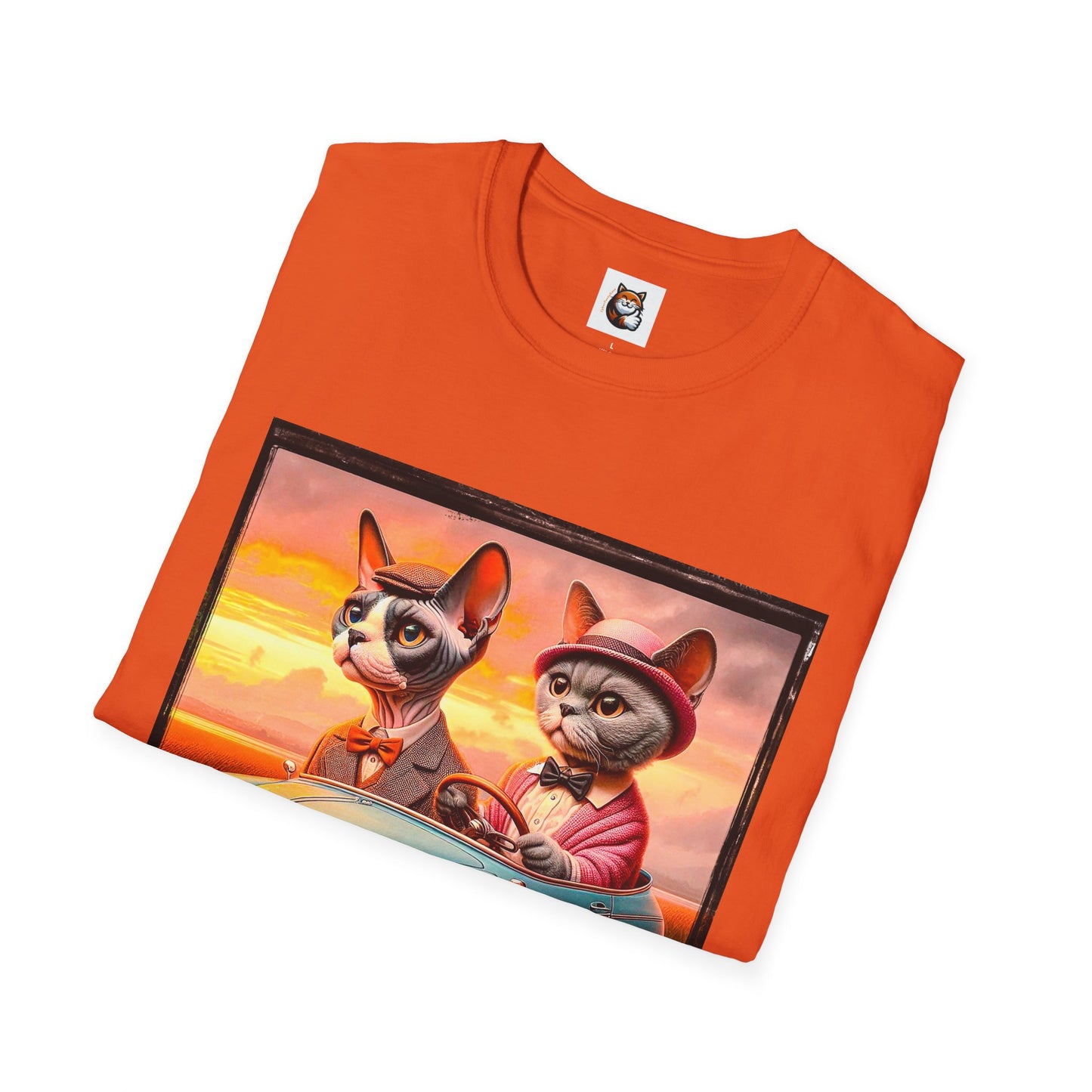 Wacky Devon Rex driving Unisex Softstyle T-Shirt