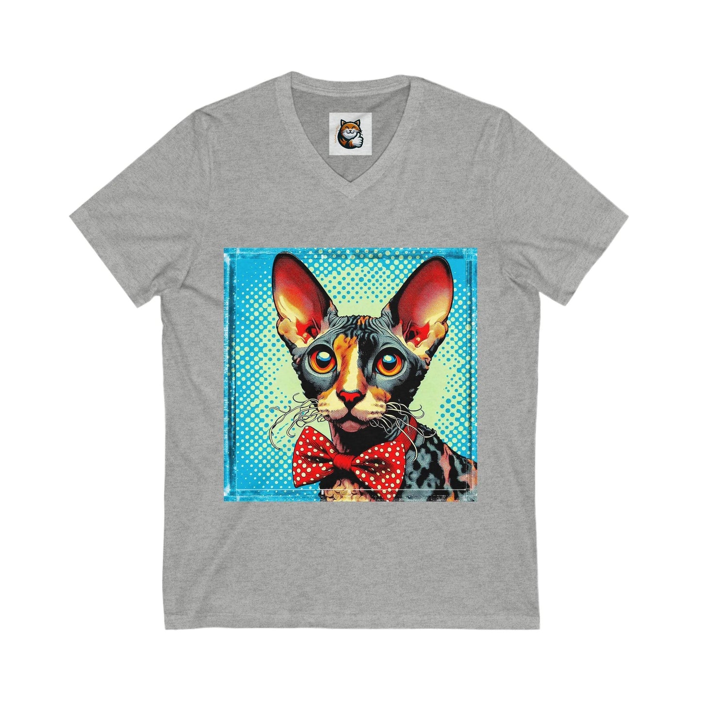Cornish Rex Cat Unisex Jersey Short Sleeve V-Neck Tee by Printify