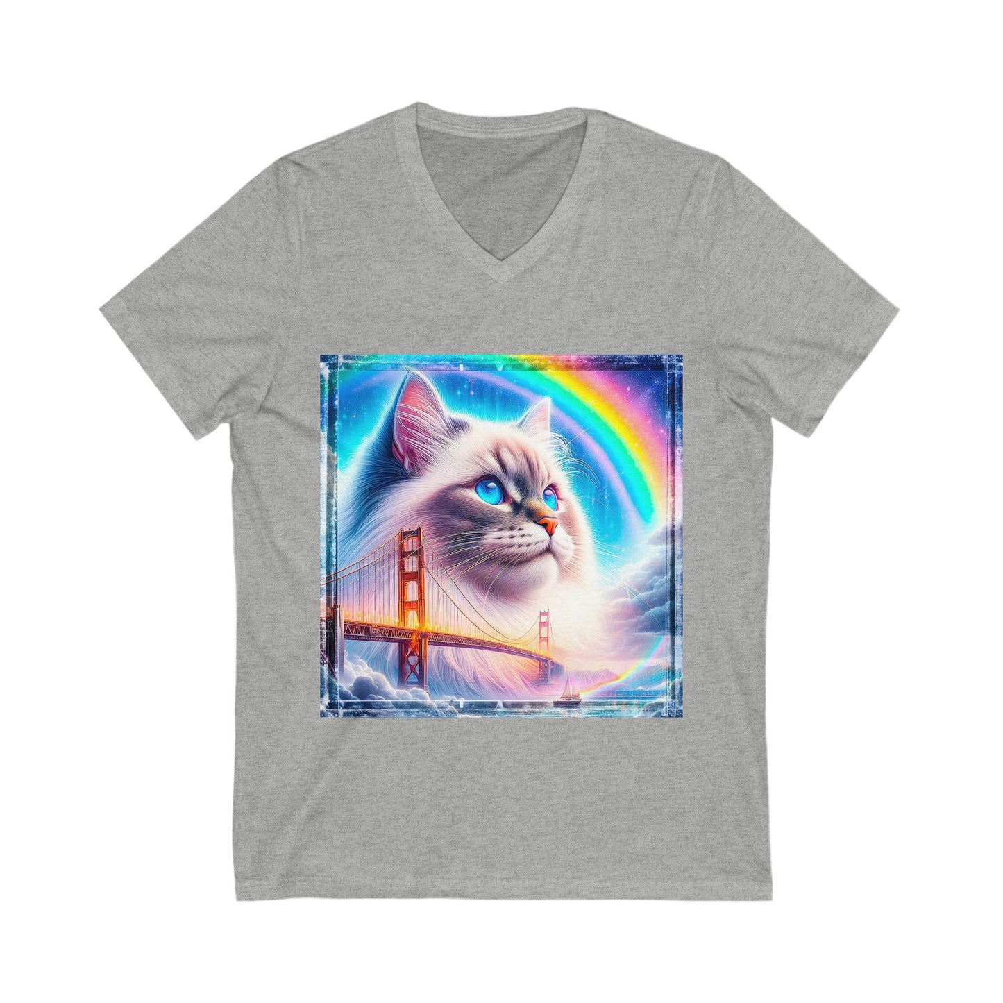 Birman rainbow Jersey Short Sleeve V-Neck Tee