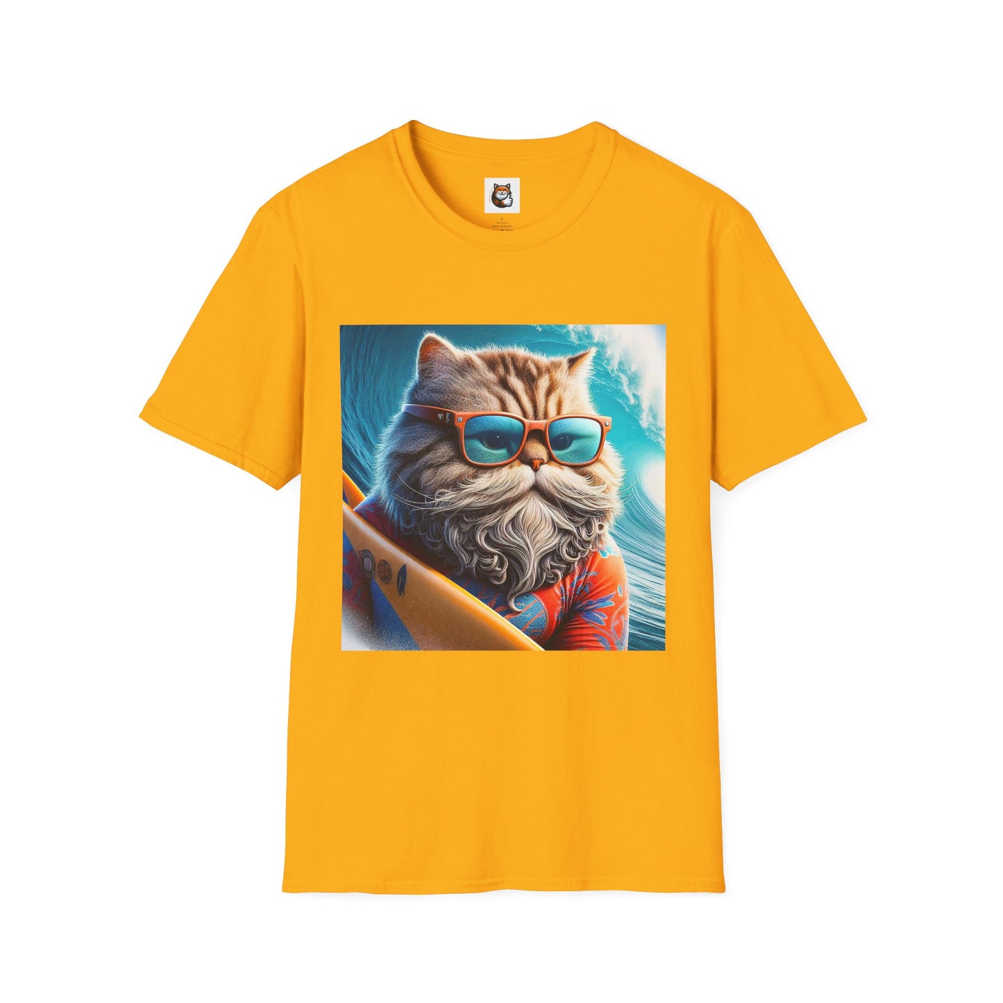 Selkirk Rex Cat T-Shirt old guy surfer