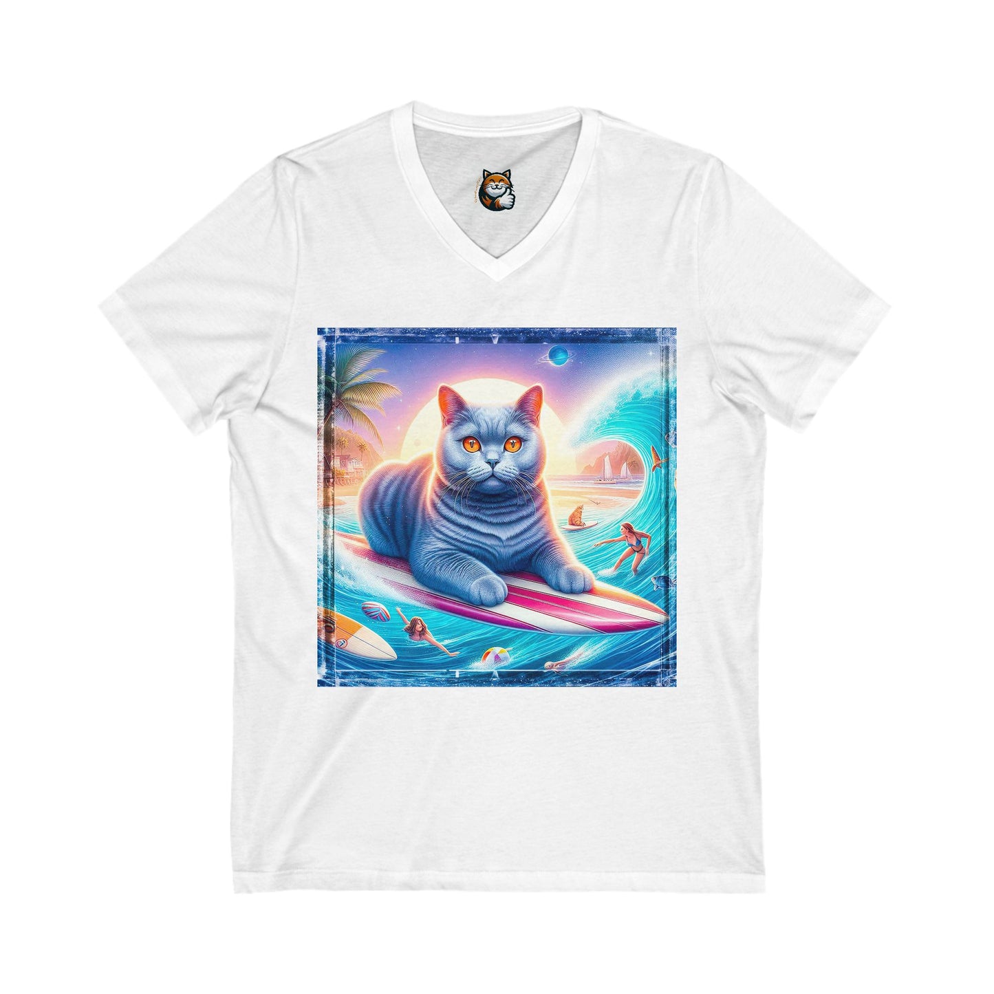 British Shorthair Unisex Jersey Short Sleeve V-Neck Tee