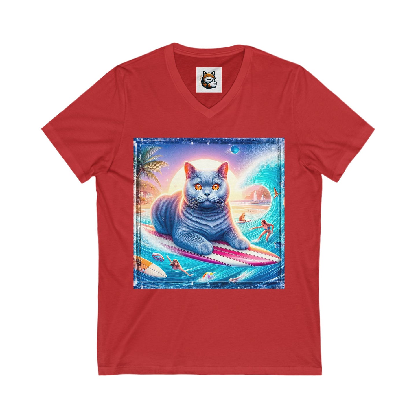 British Shorthair Unisex Jersey Short Sleeve V-Neck Tee