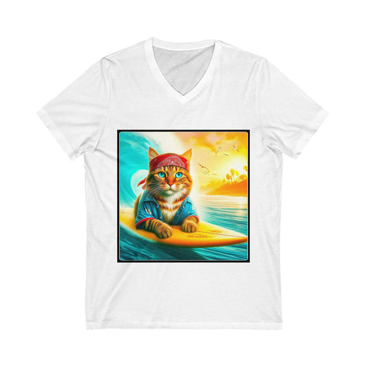 Domestic Cat hippie surfer V-Neck Tee