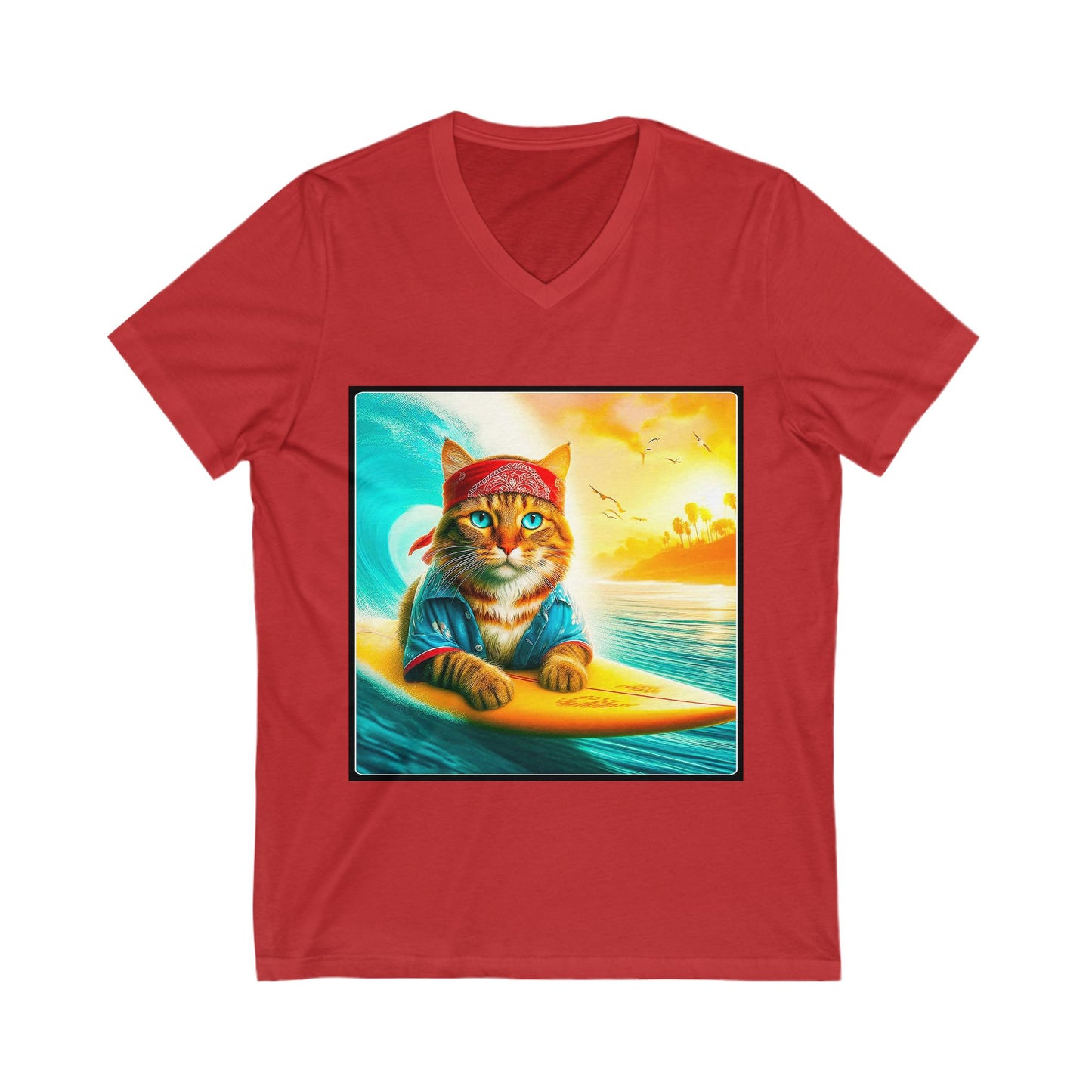 Domestic Cat hippie surfer V-Neck Tee