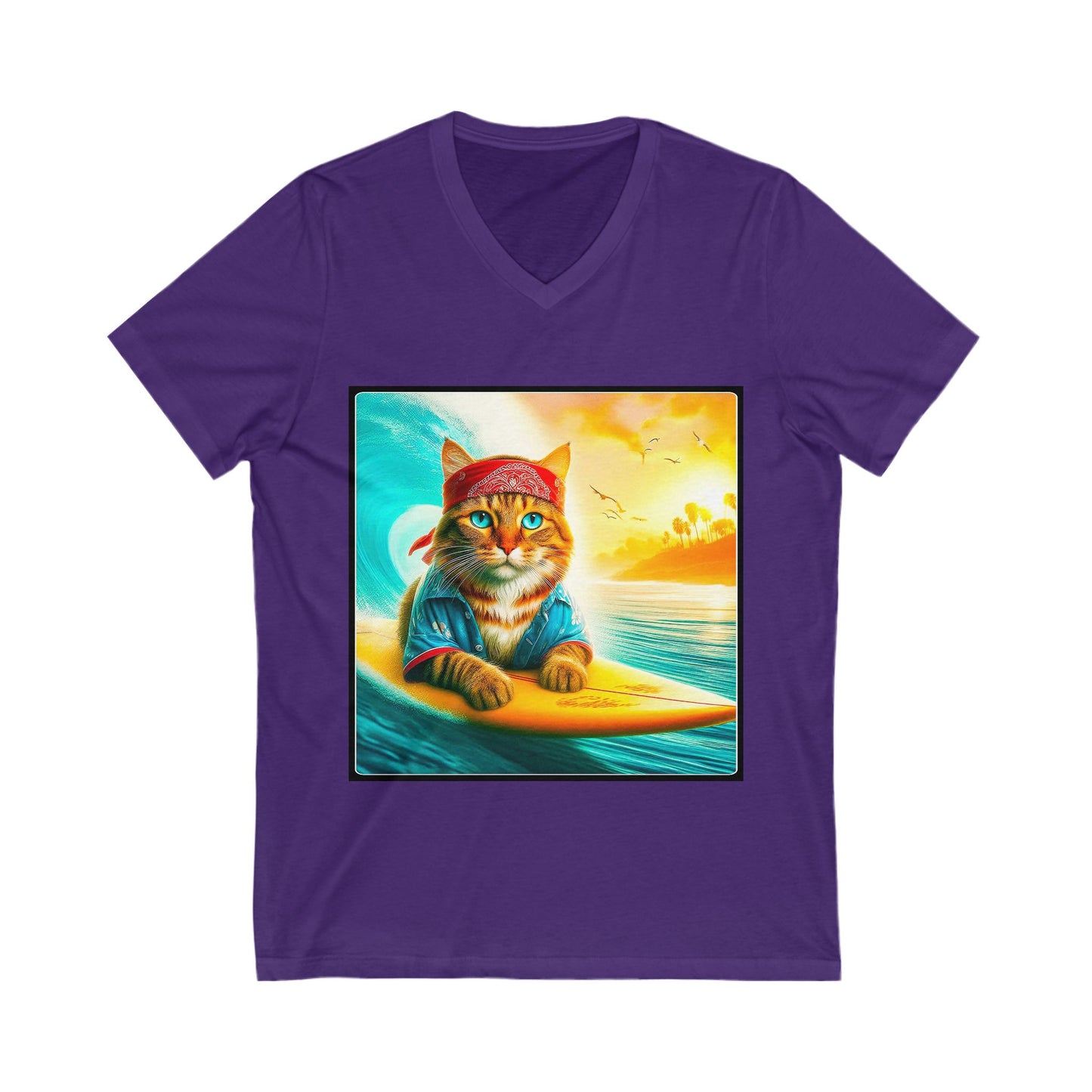 Domestic Cat hippie surfer V-Neck Tee
