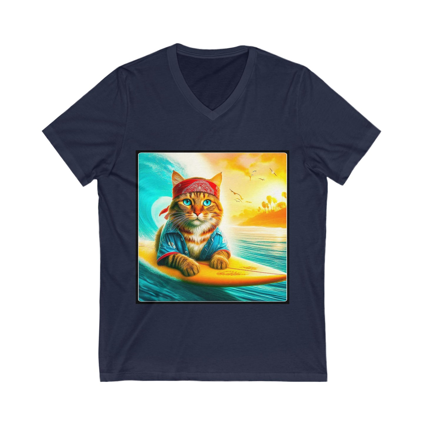 Domestic Cat hippie surfer V-Neck Tee