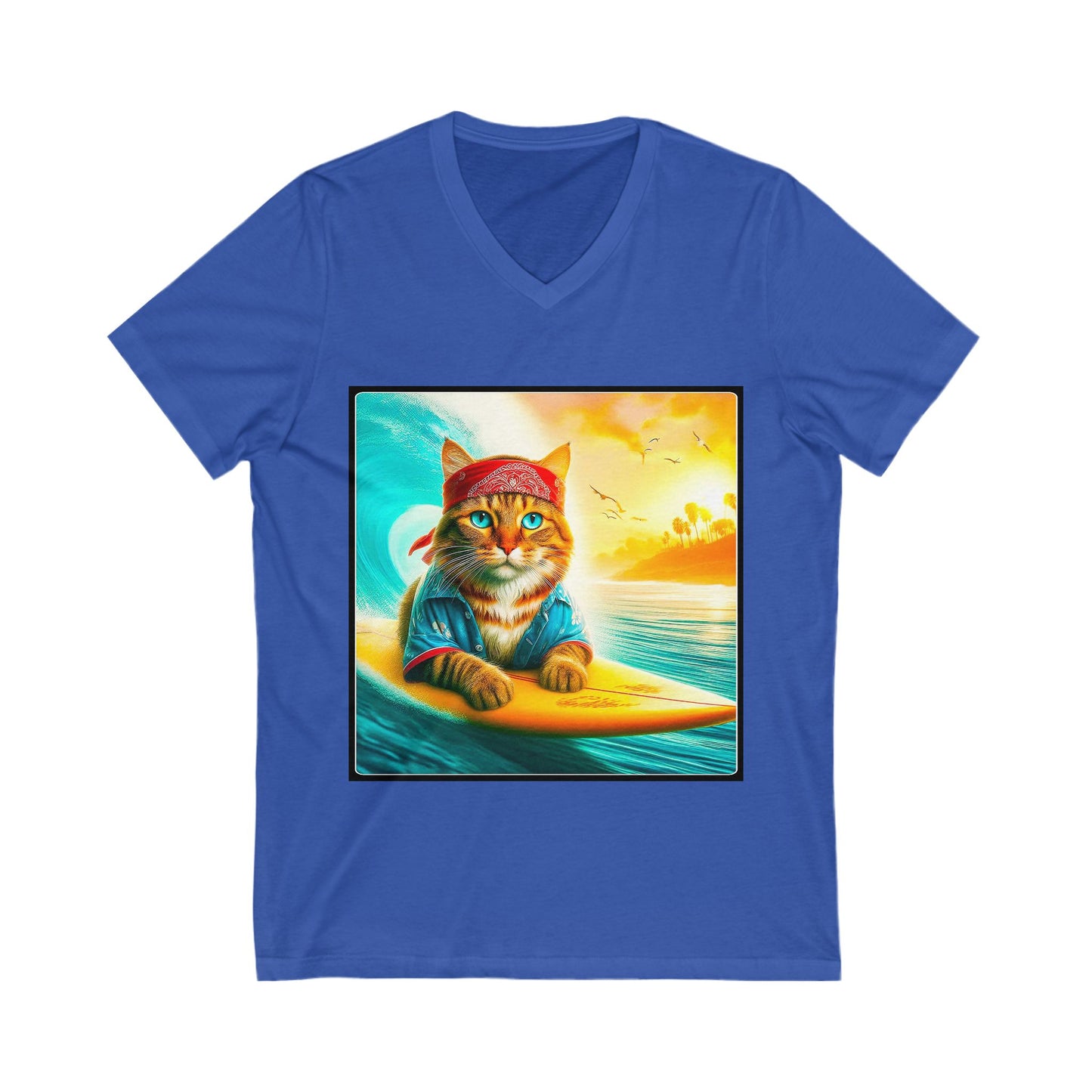 Domestic Cat hippie surfer V-Neck Tee