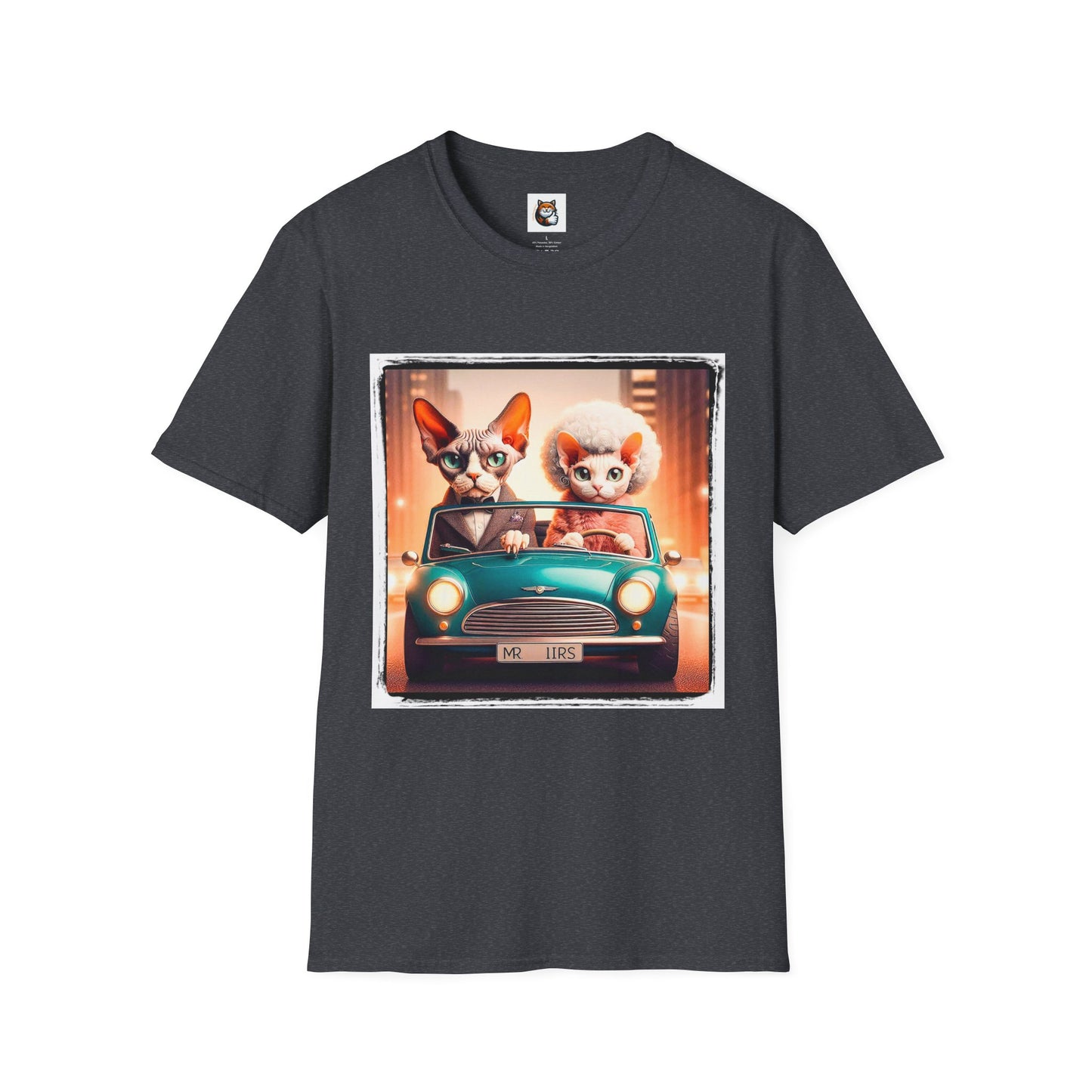 Wacky  Devon Rex car fun Unisex Softstyle T-Shirt