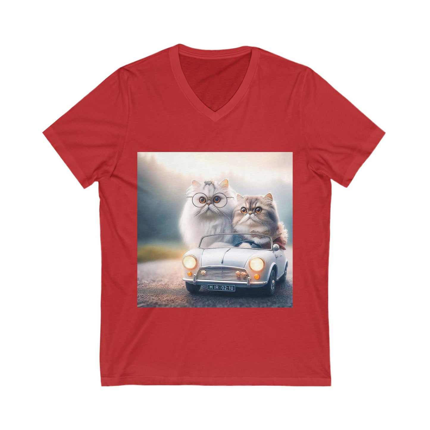 Wacky Persian Cat Unisex Jersey Short Sleeve V-Neck Tee