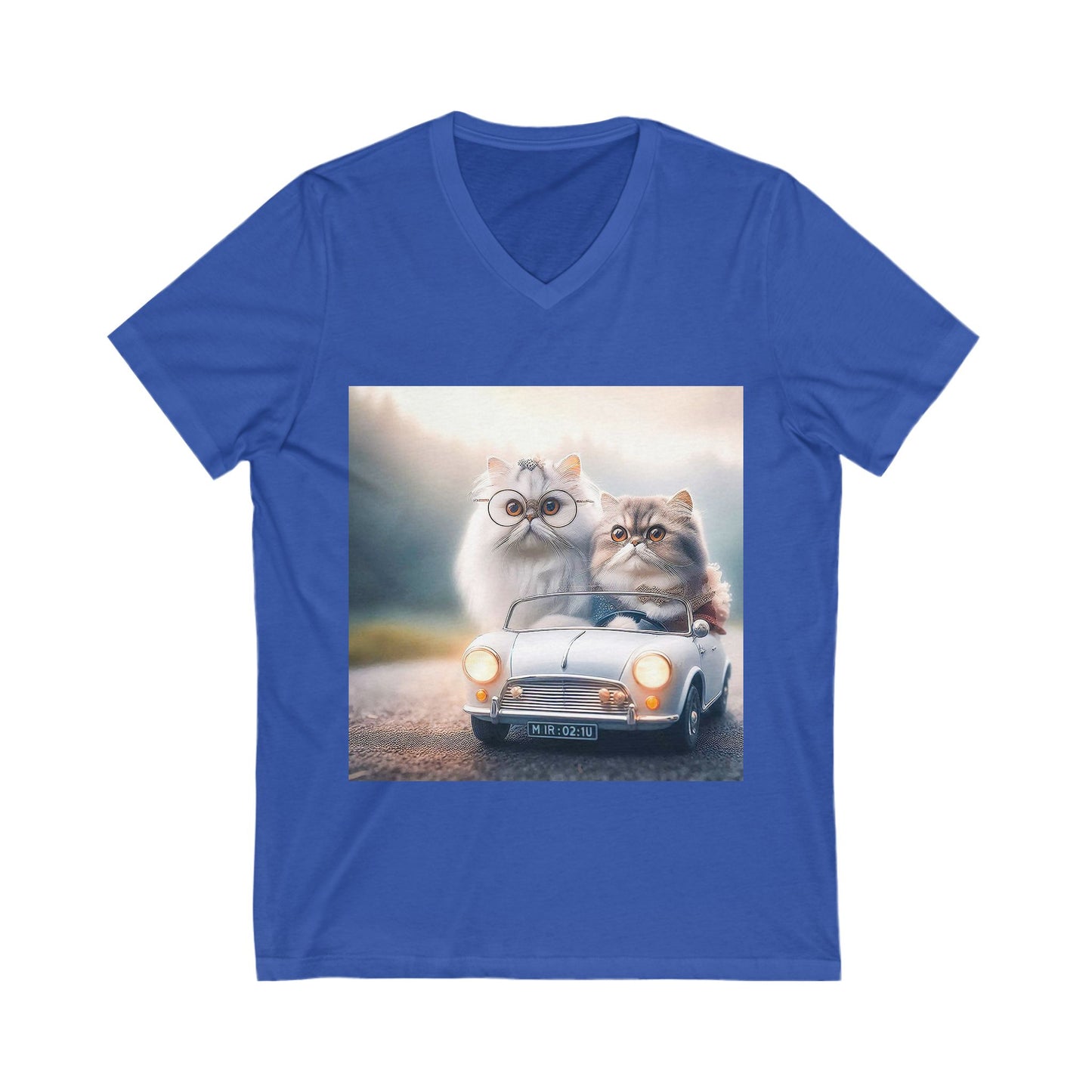 Wacky Persian Cat Unisex Jersey Short Sleeve V-Neck Tee